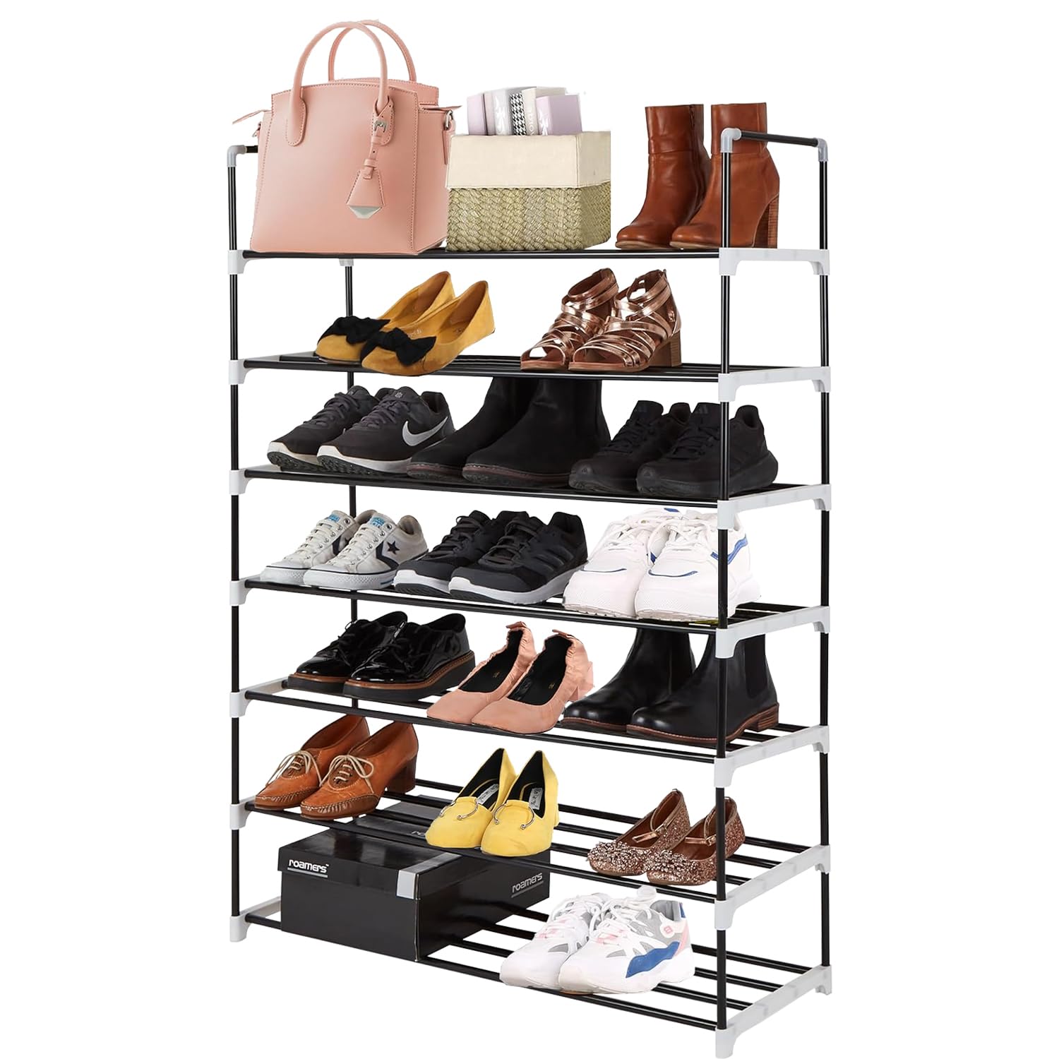 Mantraraj 7 Tier Heavy Duty Metal Shoe Rack Quick Assembly No Tools Required | Shoe Rack | Shoe Storage Cabinet | Shoe Organiser | Shoe Rack | Holds Upto 35 Pairs Grey