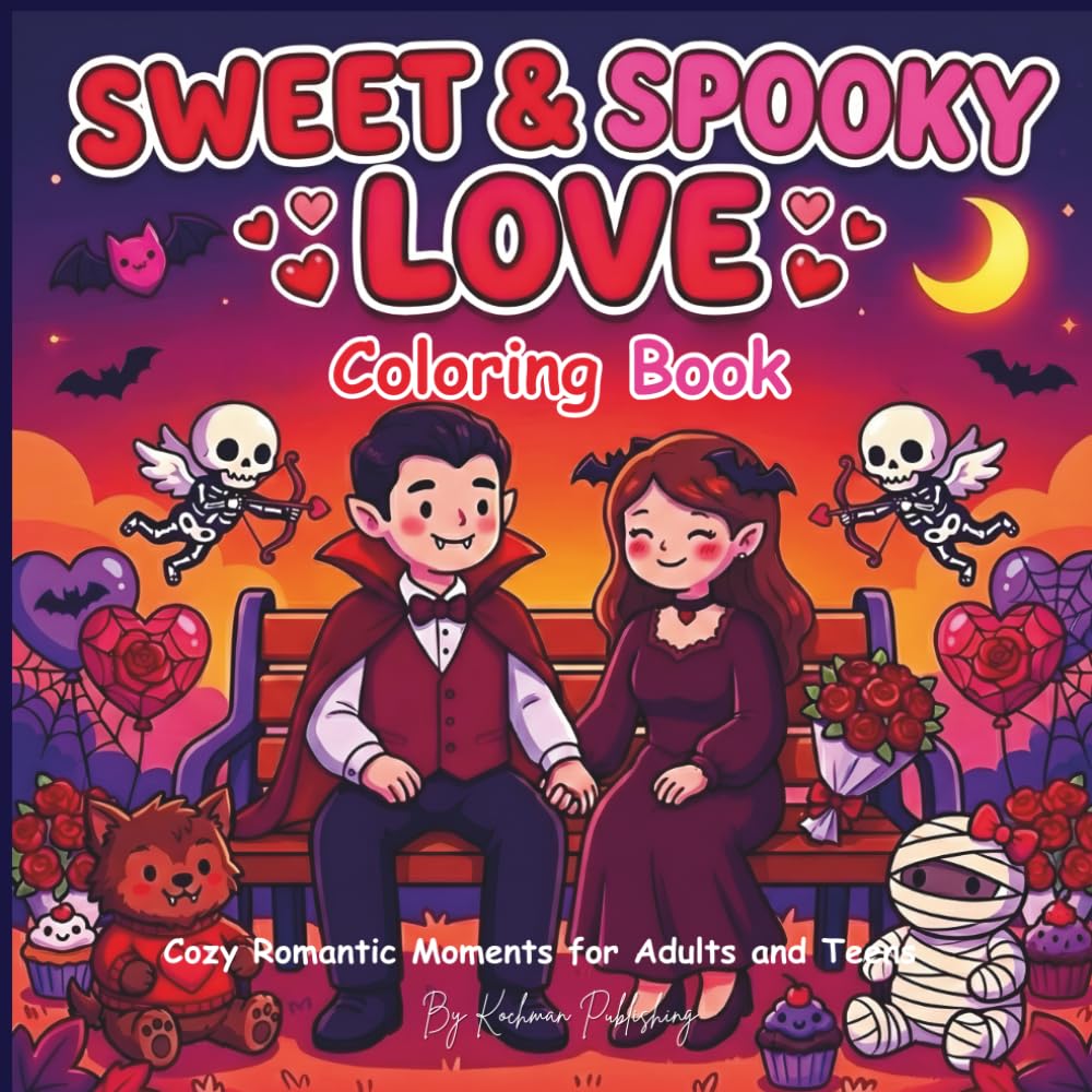 Sweet & Spooky Love Coloring Book: Adorable Creepy Couples and Cozy Romantic Moments for Adults and Teens