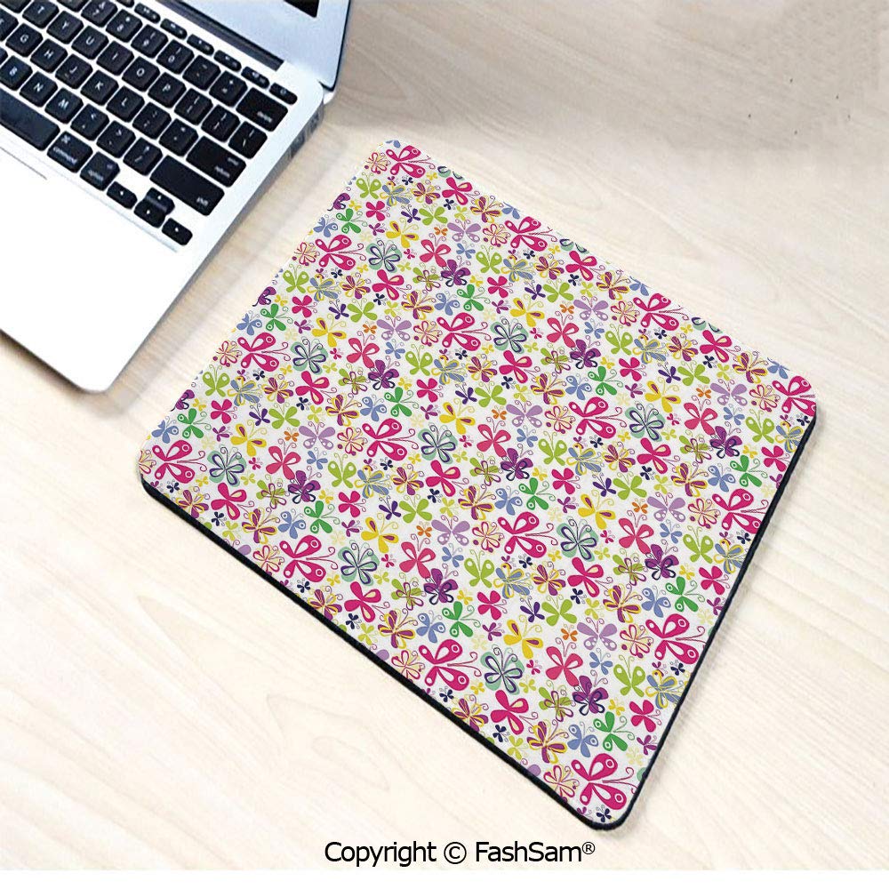 Personalized 3D Mouse Pad Spring Season Themed Blooming Nature Inspired Flora and Fauna Pattern Swirls Decorative for Laptop Desktop(W7.8xL9.45)