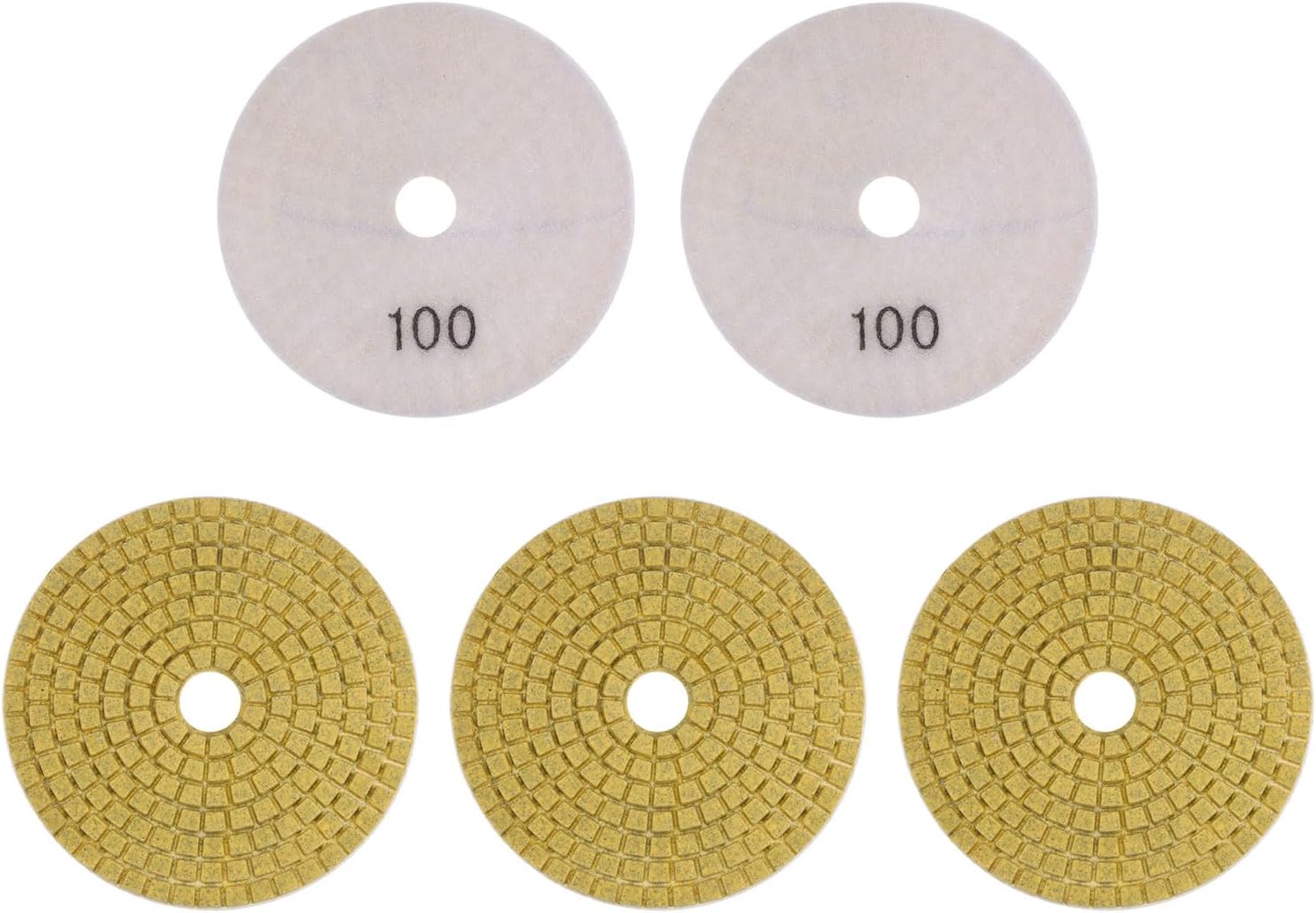 HARFINGTON 5pcs Diamond Polishing Pads 4" Grits 100 Wet/Dry