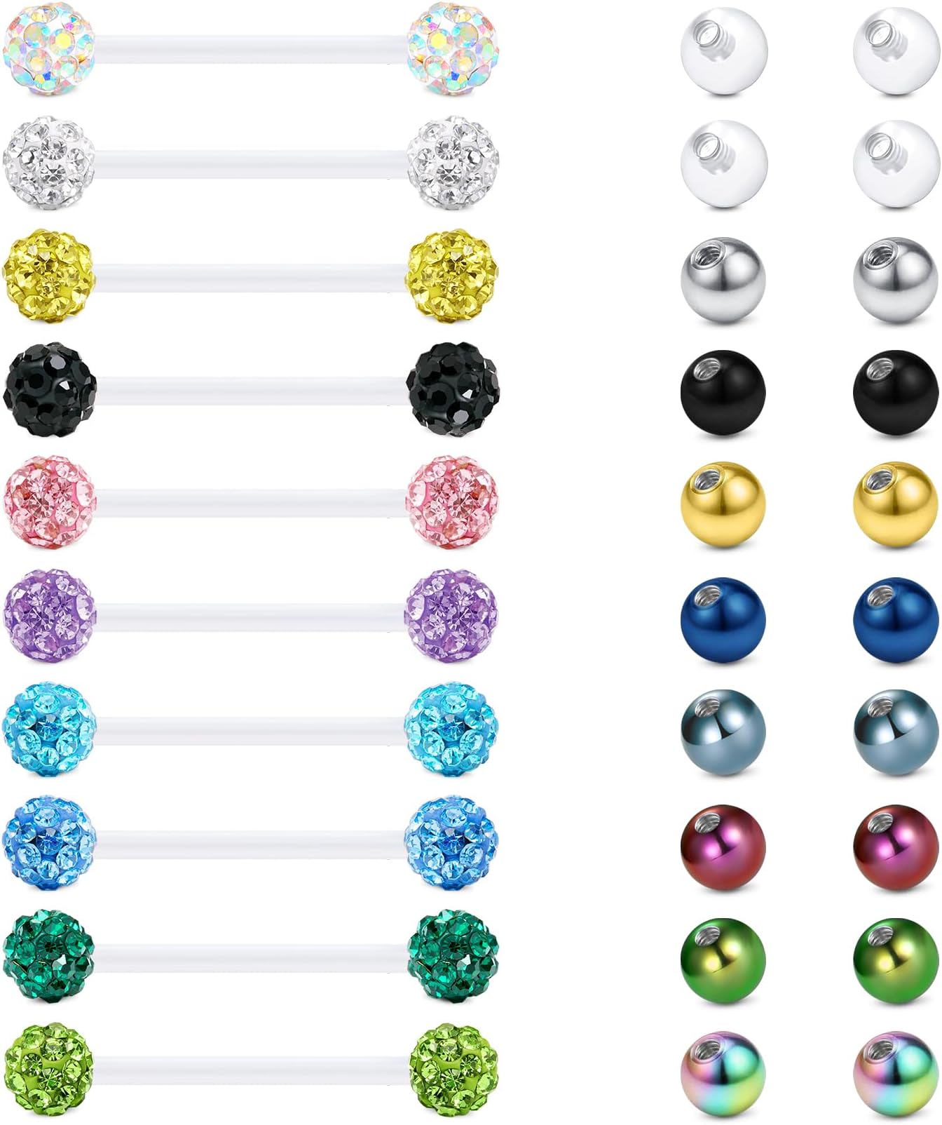 Plastic Tongue Bars 12/14/16/18/25/32/35/38mm Tongue Bar Piercing Clear Tongue Piercing Jewellery Bars 14g Flexible Straight Barbell For Women Me