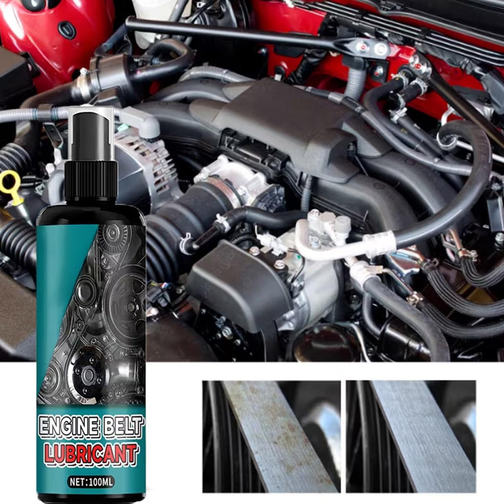Spray Lubrifiant pour Courroies | Réduction Du Bruit Et Silencieux,Spray Adhérent Pour Courroies Auto 100 ml,Pour Distribution Moteur Climatiseur Alternateur Véhicules Intérieur