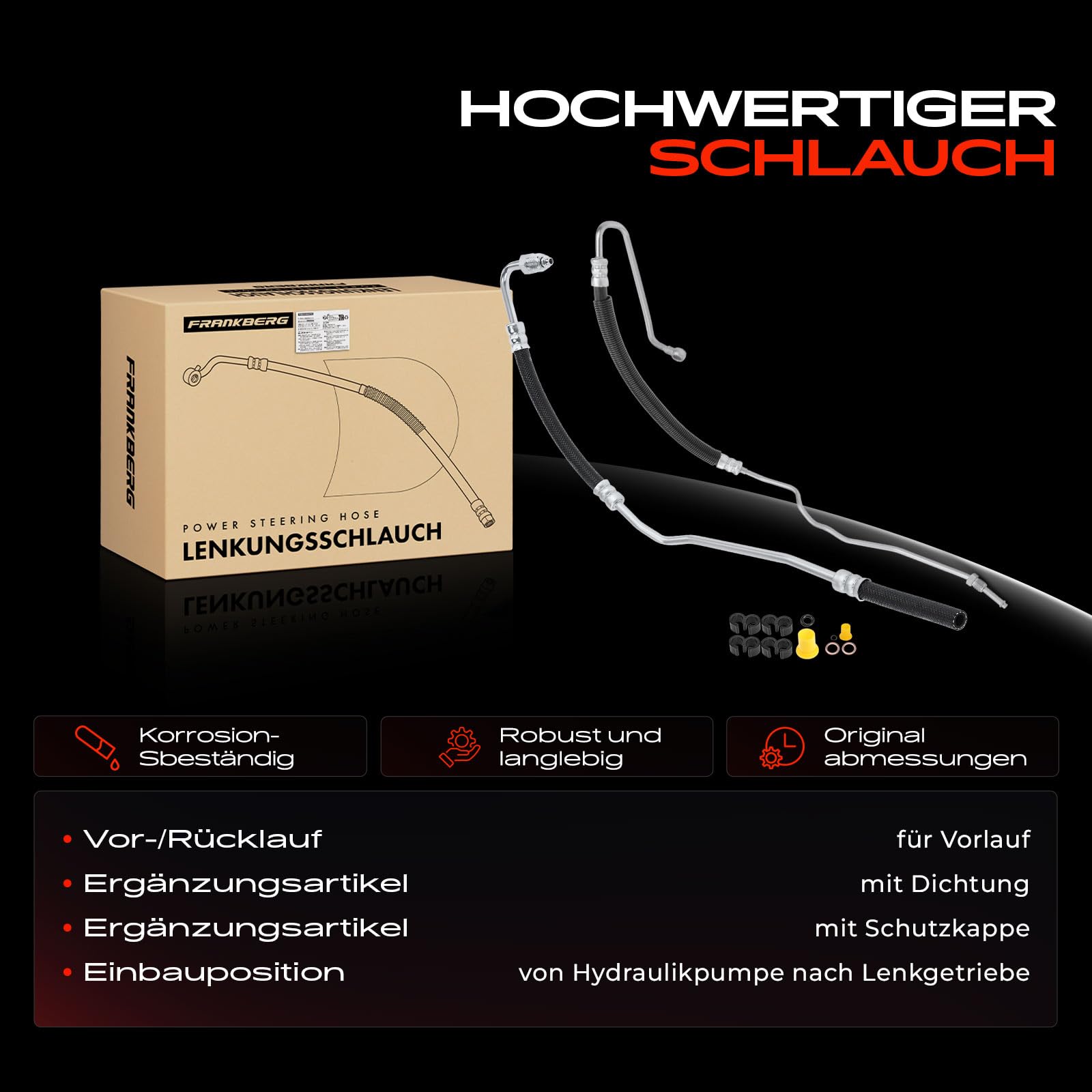Frankberg Servolenkung Schlauch Druckschlauch Kompatibel mit A1 2010-2015 Ibiza IV 2008-2015 Toledo IV 2012-2019 Fabia II 2006-2014 Polo 2001-2009 Replace# 6R1423893H