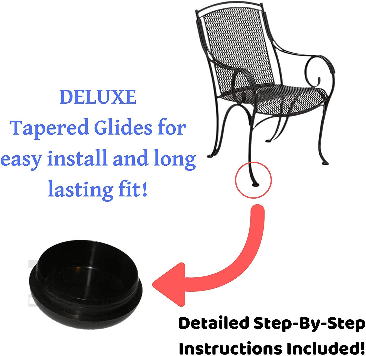 Patio Furniture Leg Protectors Replacement Patio Furniture Feet Sliders Deluxe Value Pack Of 28 For 1 5 Wrought Patio Furniture Feet By Bravo Brands 1 1 2 Deluxe Black Glide 28pack Buy Online At