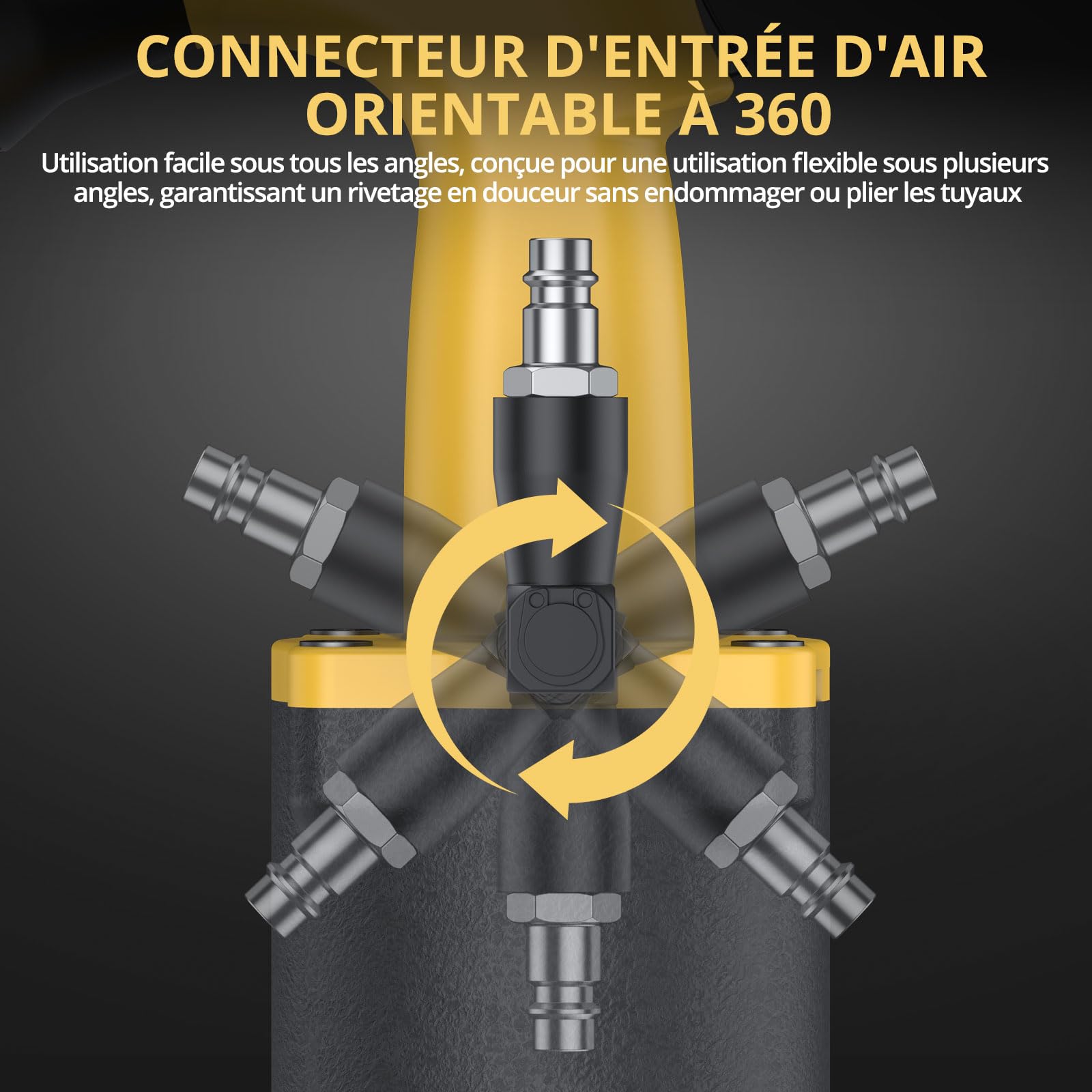 AMTOVL Pistolet à Riveter Pneumatique Auto-aspiration 1/4" BSPT 1400KGF Riveteuse Pneumatique Fixation Automatique des Rivets 2,4 3,2 4,0 4,8 6,4mm Riveteuse Hydraulique avec Griffe Supplémentaire