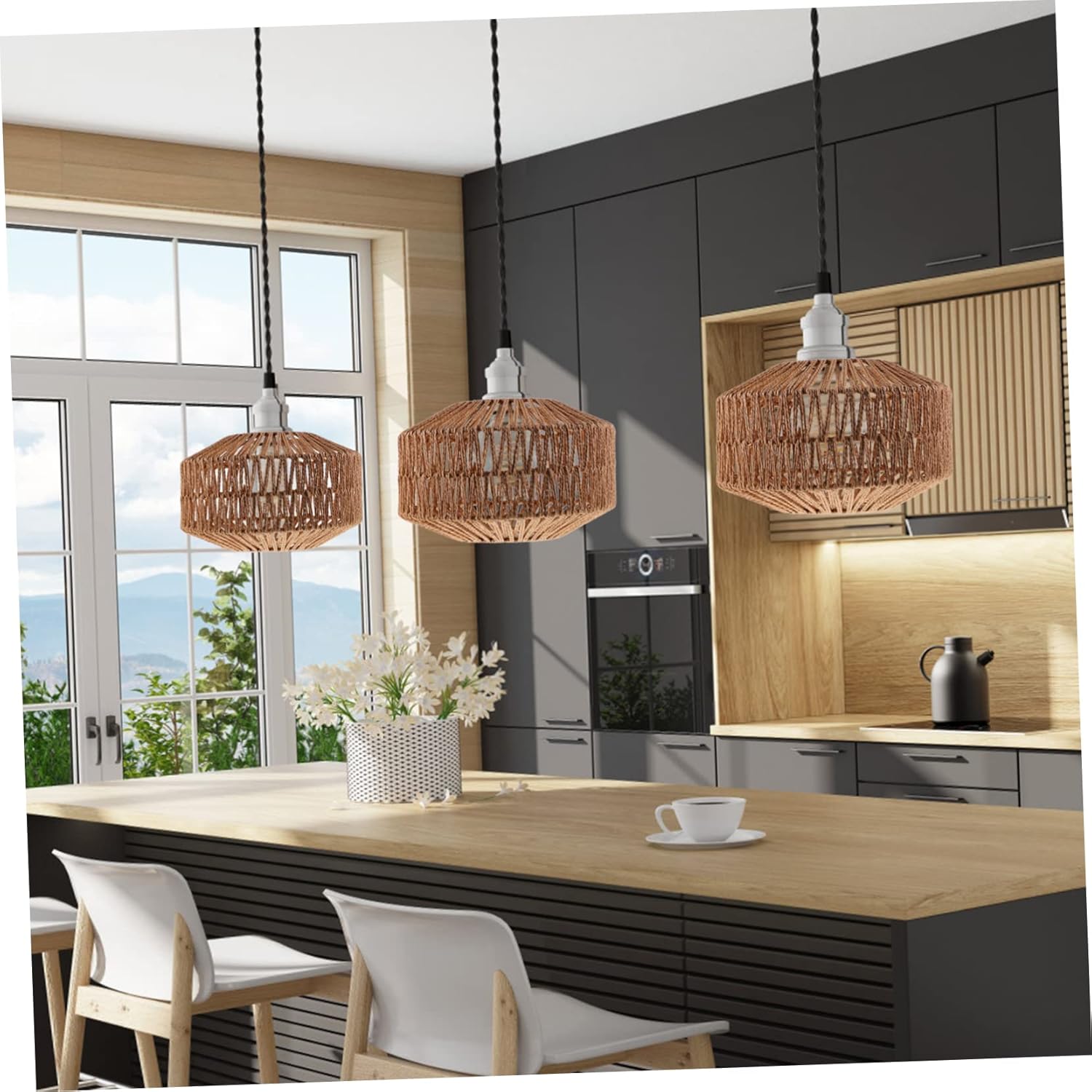 Amosfun Hanging Paper Ceiling Light Cover Vintage Industrial Style Lampshade for Bedroom Decor Fixture