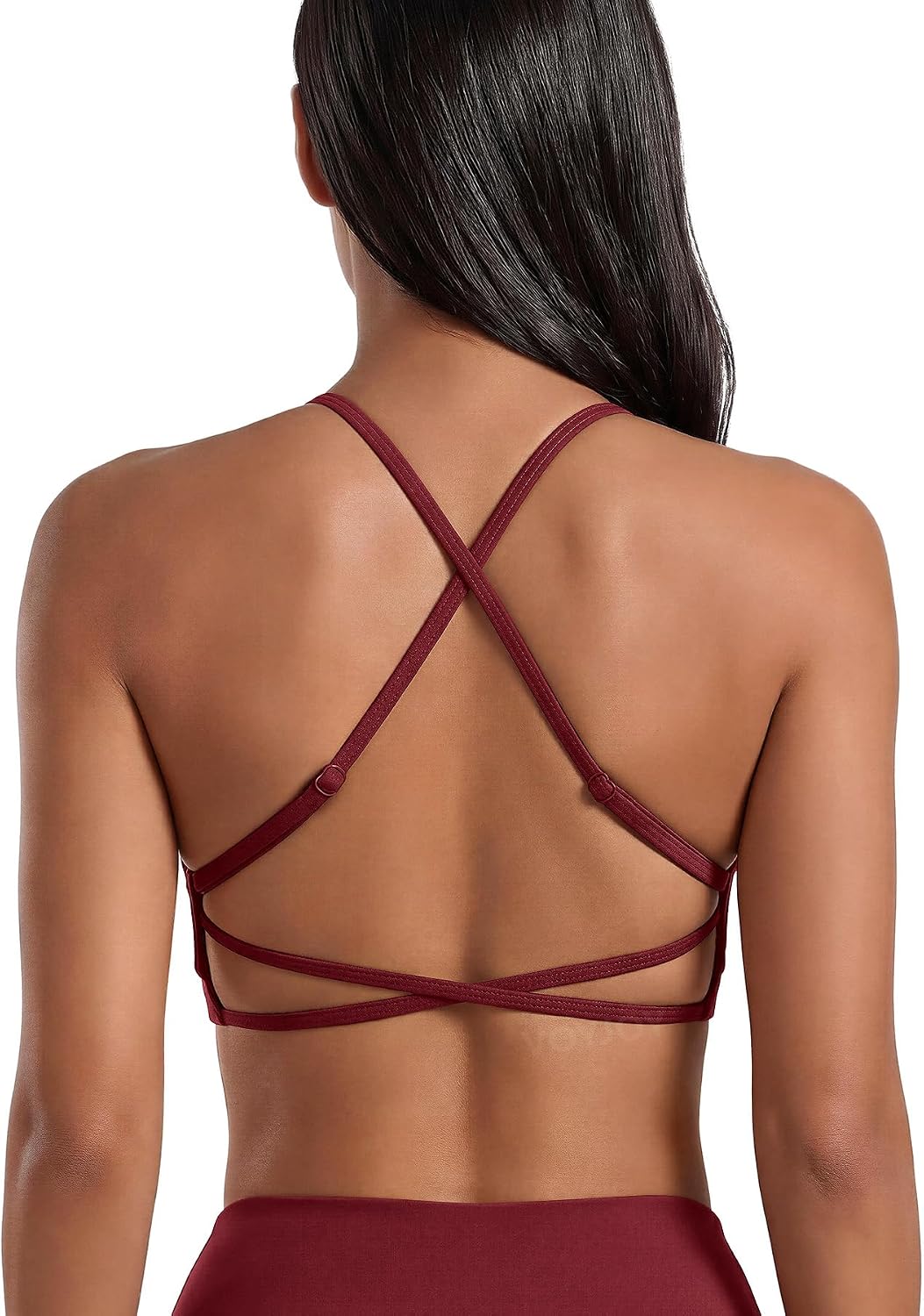 VOYJOY High Neck Sports Bra Adjustable Straps Yoga Crop Womens Workout Gym Yoga Bras