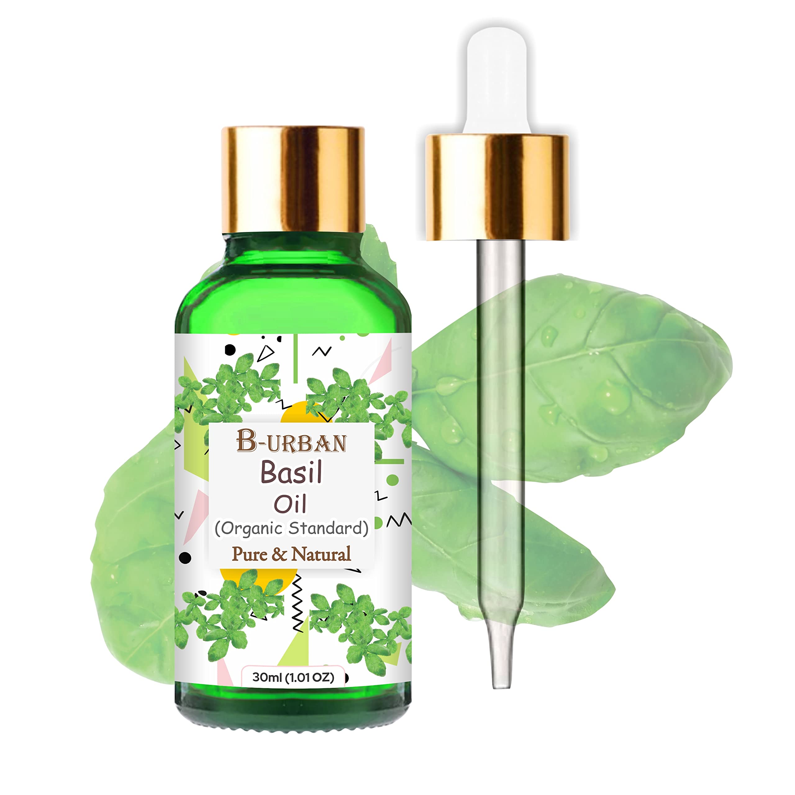 B-URBAN Basil (Ocimum Basilicum) Oil | 100% Pure & Natural Undiluted Essential Oil For Skincare & Hair Care - 30ML