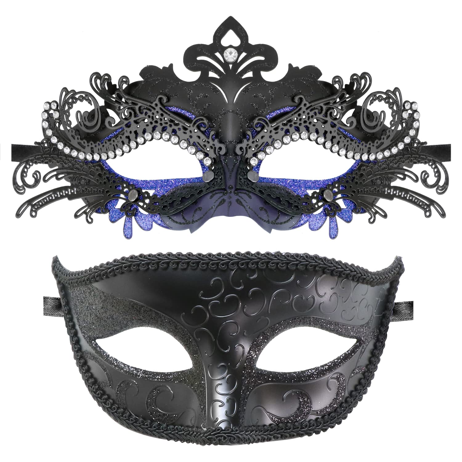 Coddsmz Couple Masquerade Mask Set Venetian Party Mask Mardi Gras Mask Halloween Costume Mask Fancy Dress Mask for Women Men — image 1