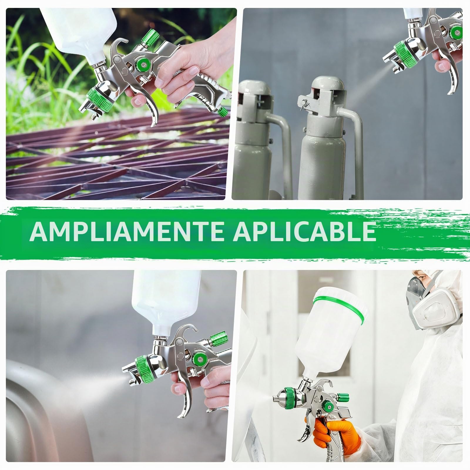 HVLP Pistola pulverizadora de Aire comprimido Profesional con boquillas de 1,4 mm, 1,7 mm, 2,0 mm y 2,5 mm, Sistema de pulverización de Pintura, Pistola con Vaso de plástico de 600 ml