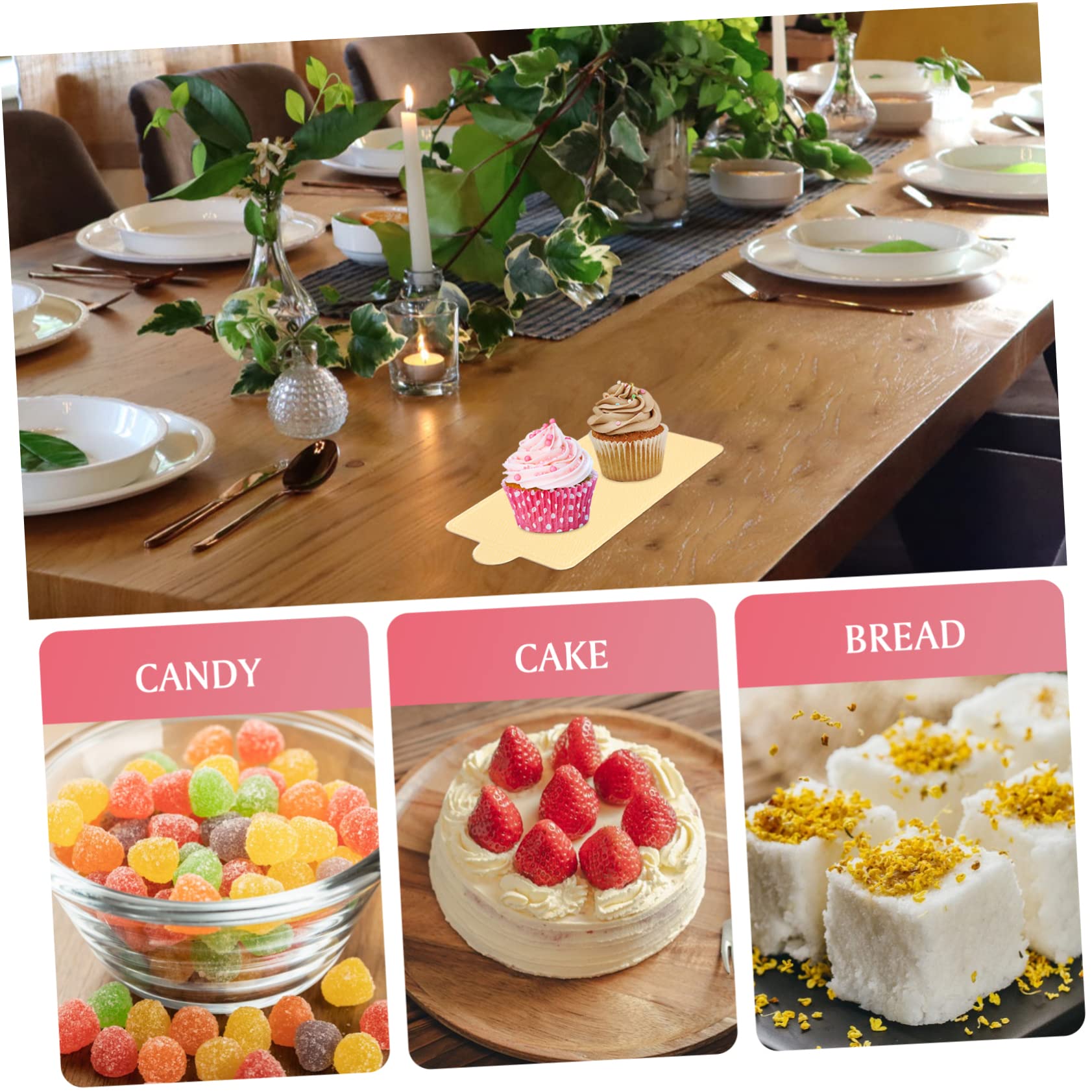 Bases para Mini Tartas de Cartón Dorado, 300 Piezas, Formas Mixtas