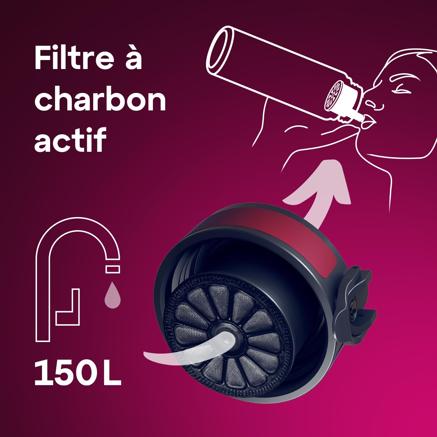 AQUAPHOR City Gourde Filtrante avec filtre à charbon actif (Rouge)