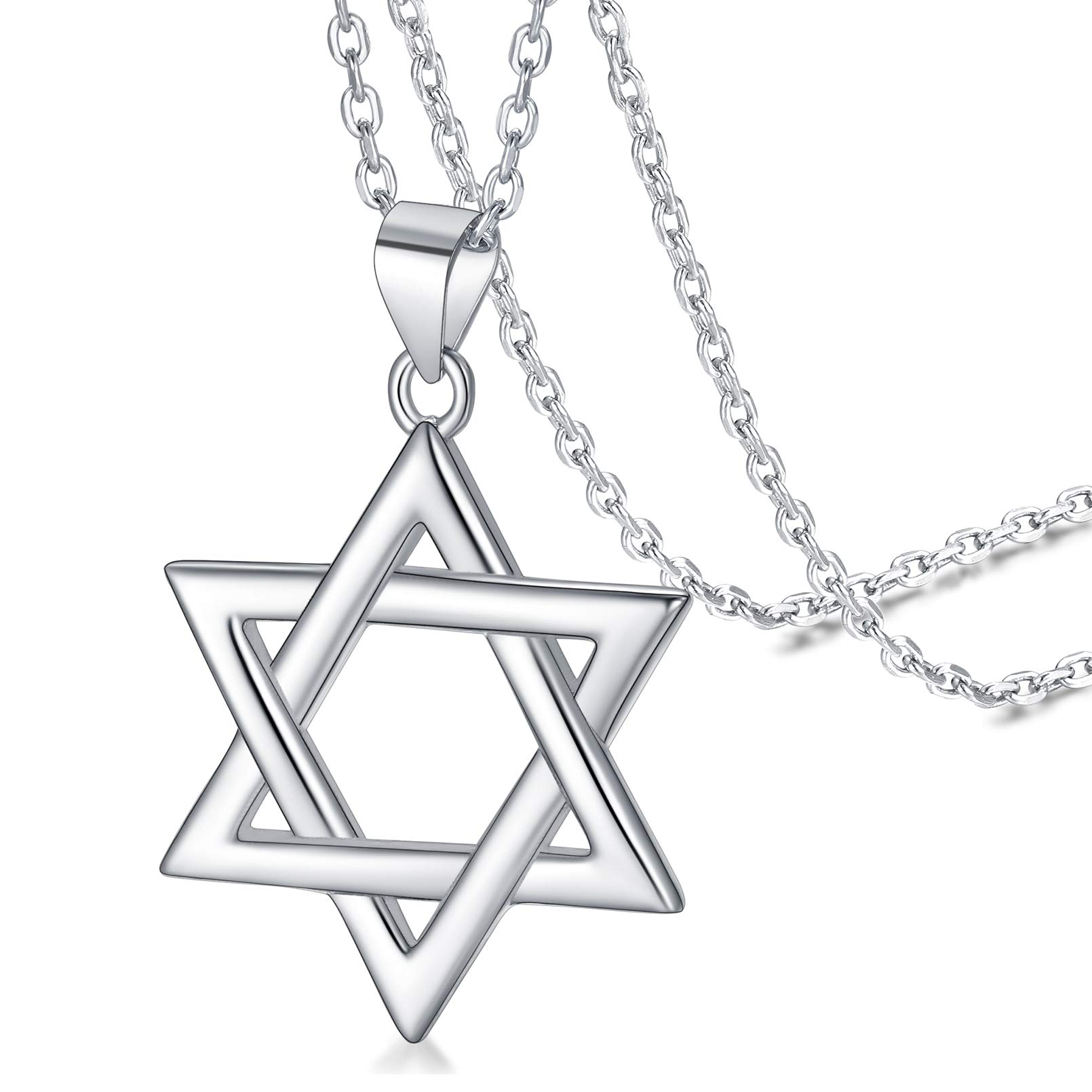 FaithHeartColgante Estrella de David Collar Israel Acero Inoxidable 316L Hombre Joyería Religiosa Judía Regalo Talismán Protección