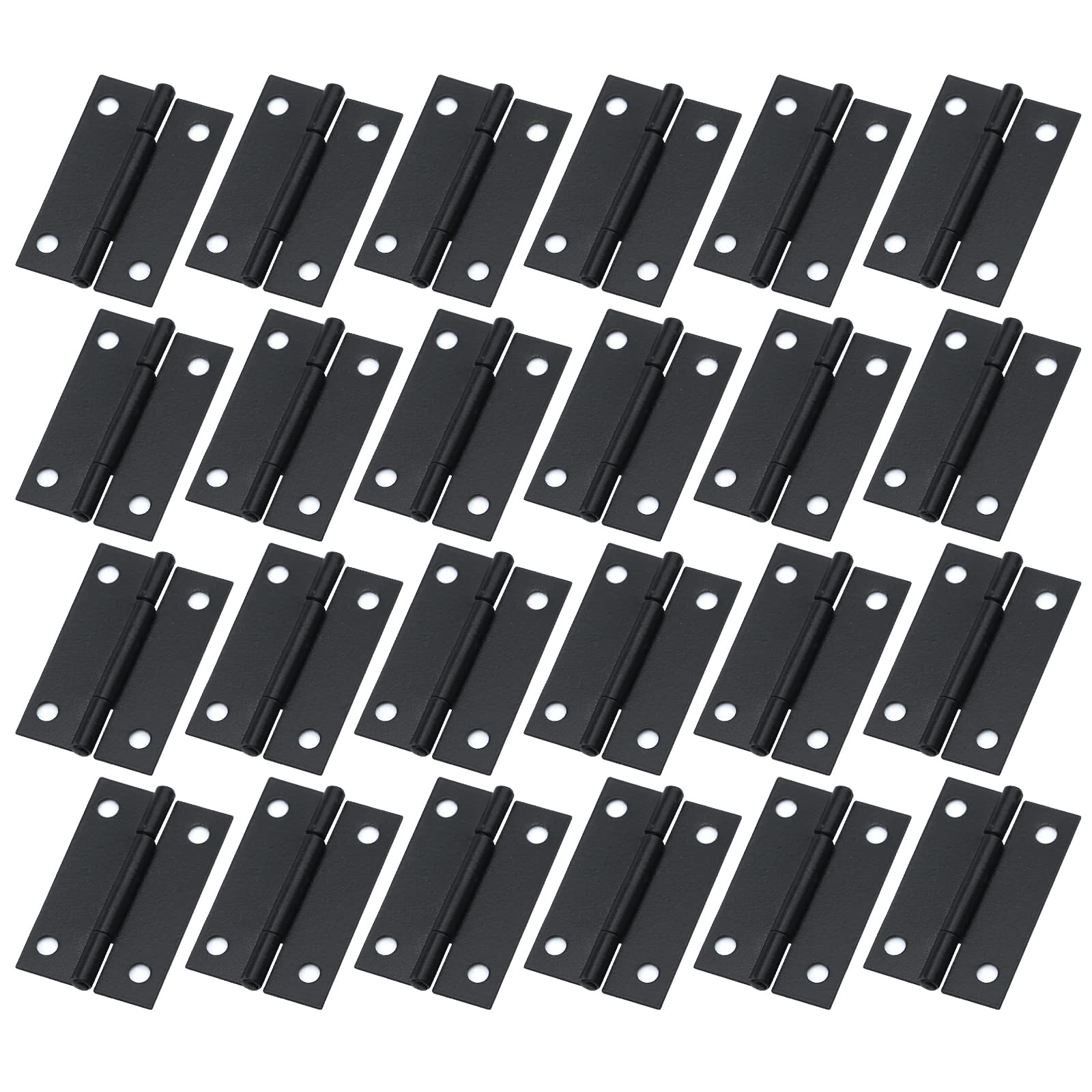 HEVSTIL 38×24mm 1.5" Door Hinges Small Door Hinges Hardware Piano Cabinet Door Hinge, 24 Pack, Black