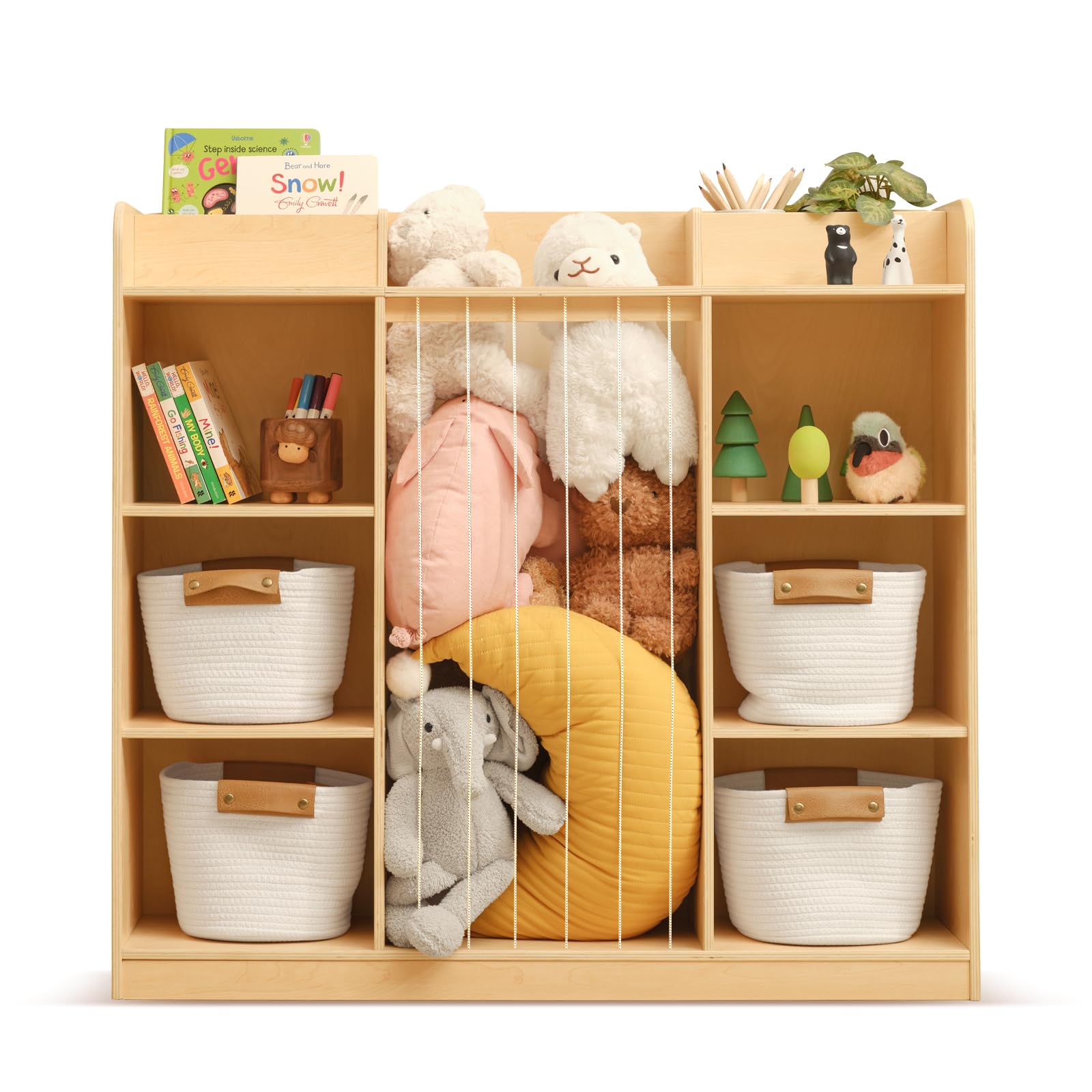 OOOK Rangement pour Animaux en Peluche, Organisateur à 3 étagères cubiques, étagère à Livres et Jouets pour Salle de Jeu, crèche et Maternelle