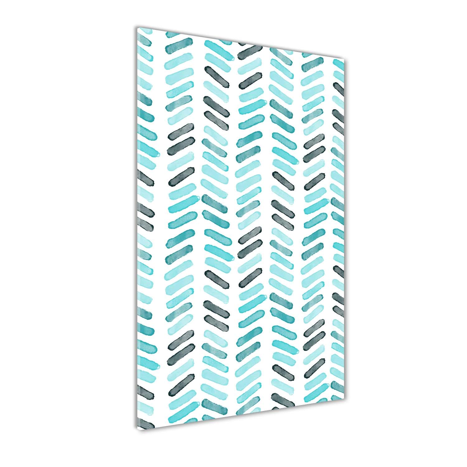 Chevron bleu imprimé sur verre panoramique 60x120 pour une cuisine élégante