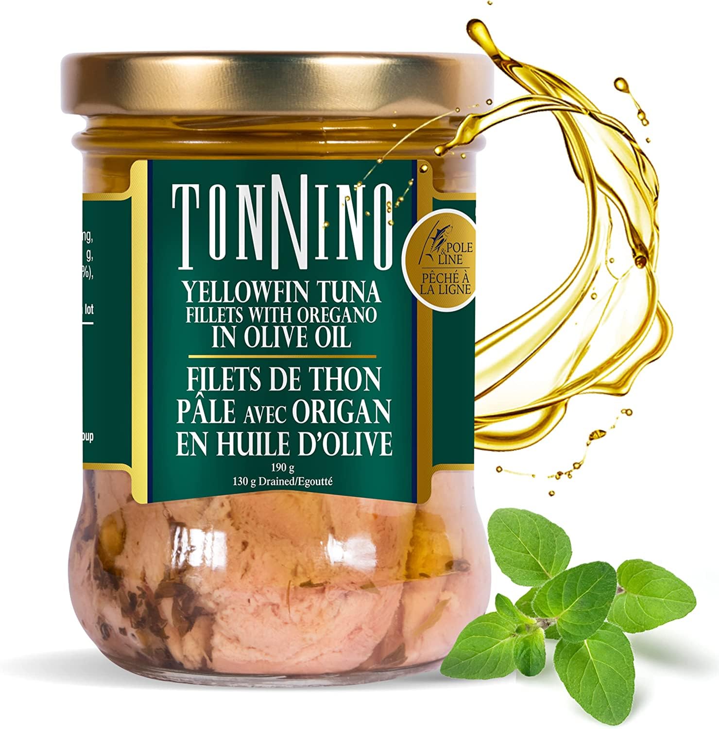 Tonnino Yellowfin Tuna in Olive Oil with Black Pepper 190g - Gourmet: Omega-3, High Protein, Gluten-Free, Ready-to-Eat Tuna Packets for Tuna Salad, Tuna Fish Alternative to Salmon — view 2