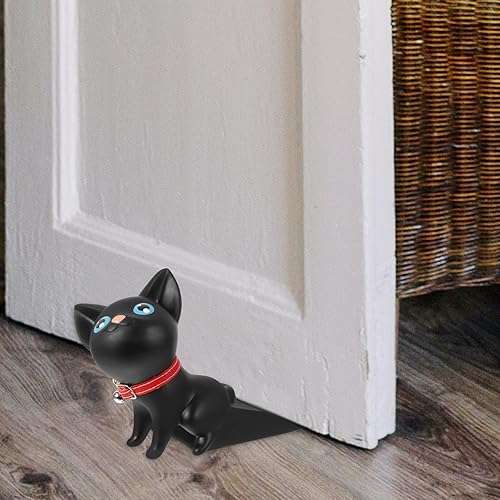Miniatura 6 de Ciieeo Tope de puerta de animal para puerta, alarma de cuña para puerta, tapón de puerta de gato negro, limitador de enchufe de puerta, sin