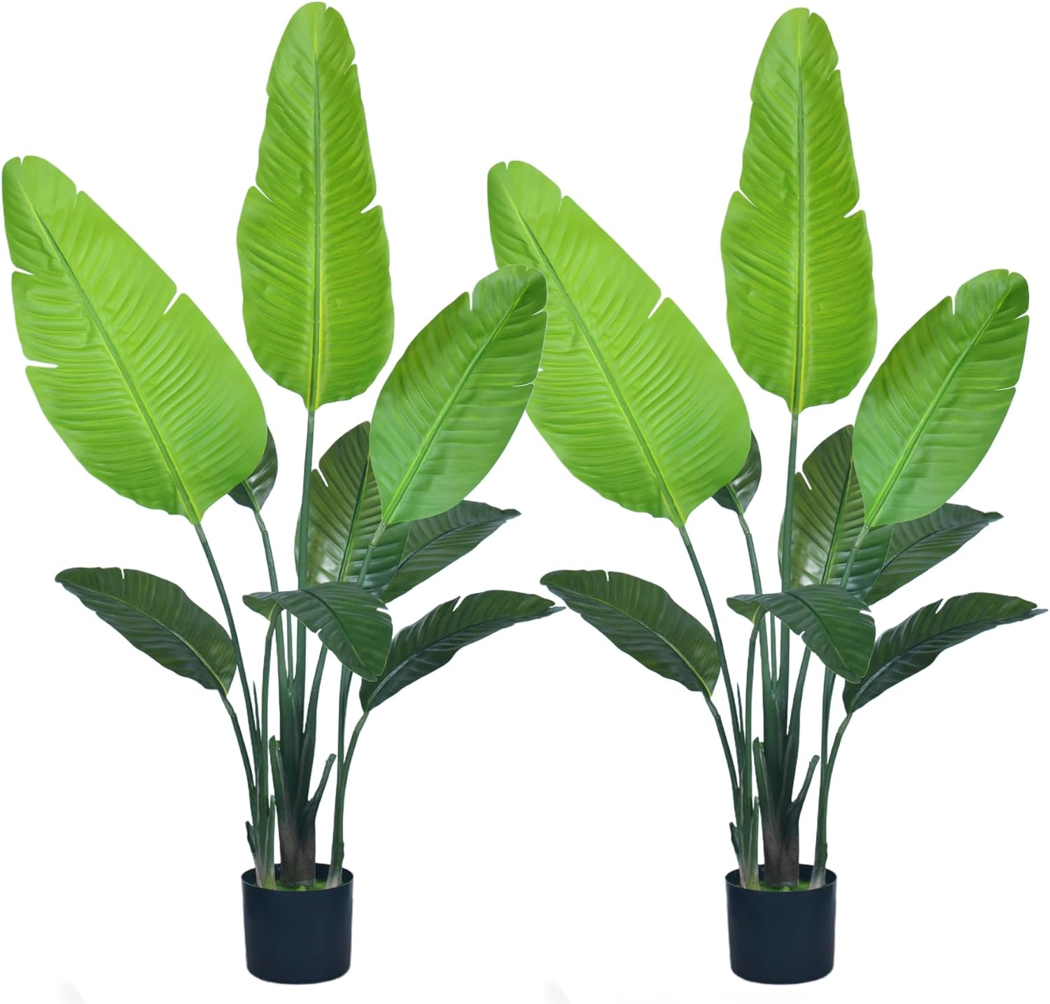 Bird of Paradise Plant Artificial - 4FT Faux Plants Indoor Tall with Realistic Trunks - Indoor Silk Floor Plant for Home Decor in Living Room, Office, and Bedroom 2Pcs 4FT-2Packs