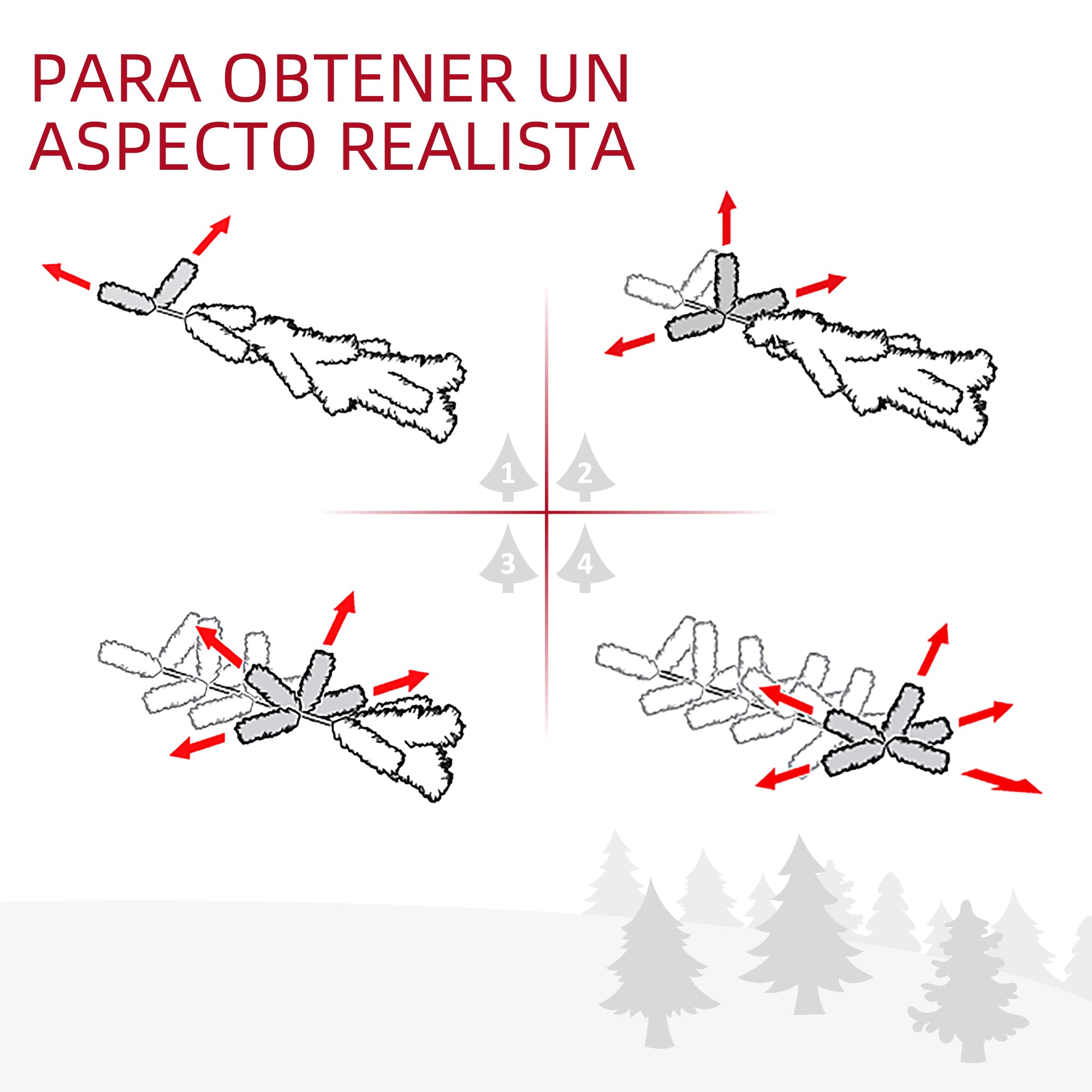 HOMCOM Árbol de Navidad 210cm Artificial Árbol de Pino Decoración Navideña con Soporte Metálico 505 Ramas Verde Pet
