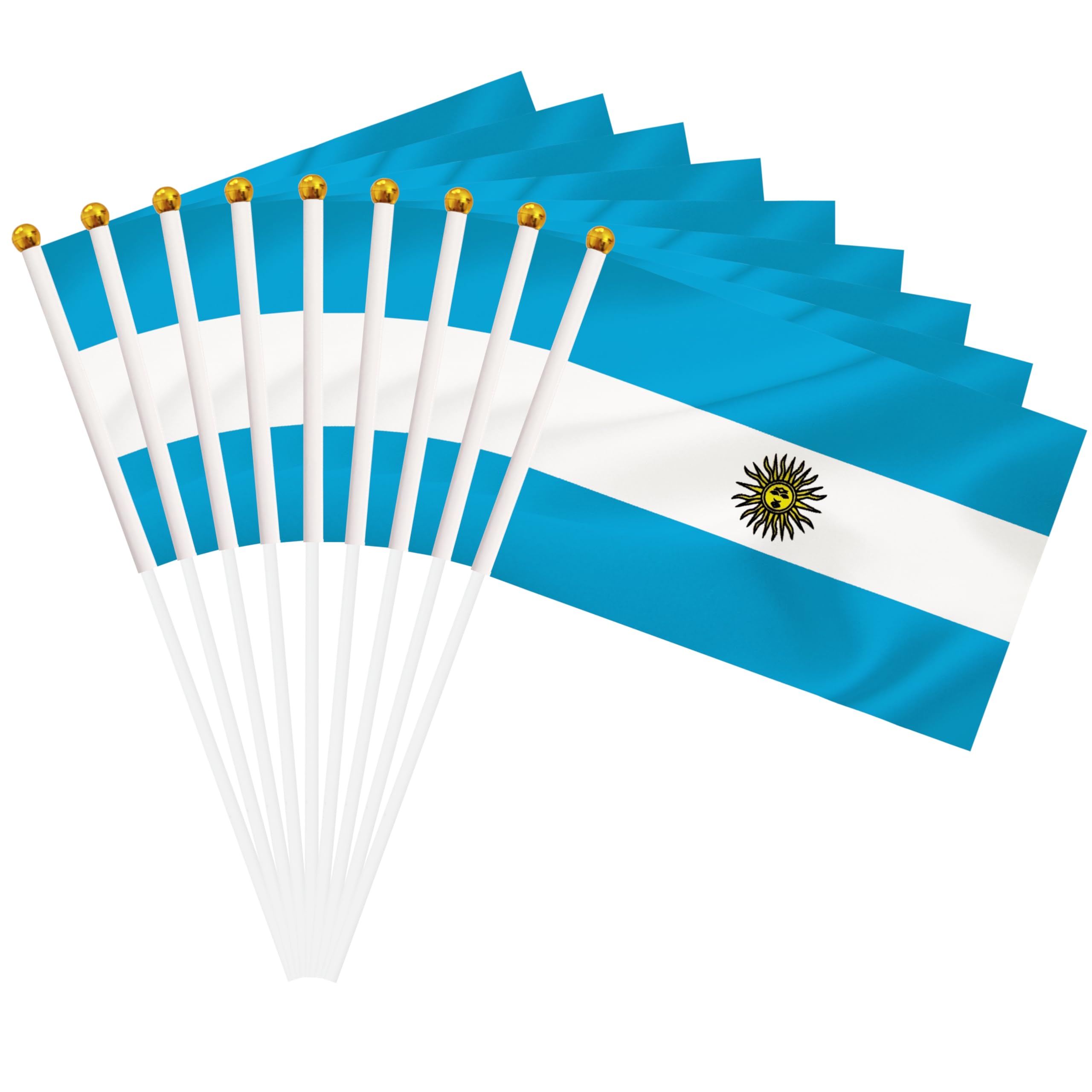 BCLin 50 Pack Argentina Hand Held Mini Stick Flags, Argentina Small Miniature Stick Flag, 8.2 x 5.5 Inch, Outdoor Decoration, Party, Parade, Festival, New Year