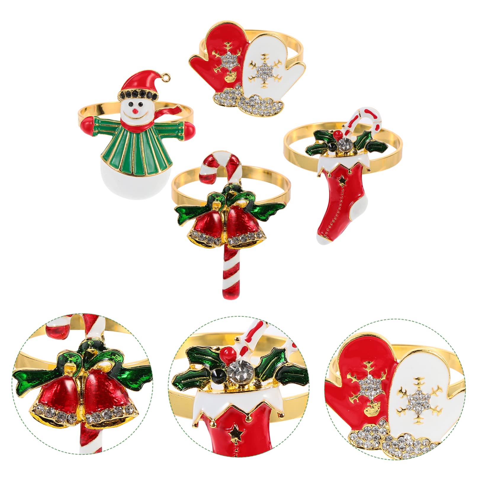 TOPBATHY 3 Sätze Weihnachtsserviettenschnalle Christmas Decorations Table Weihnachtsdeko Schreibtisch Perlmutt-serviettenringhalter Weihnachtsdecke Weihnachten Serviettendekor 4 Stück * 3