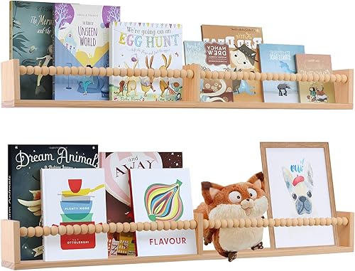 TUEGEGNS Estantes para libros de guardería de 32 pulgadas, estantes de pared para niños, estantes de guardería, estante organizador para niños (32