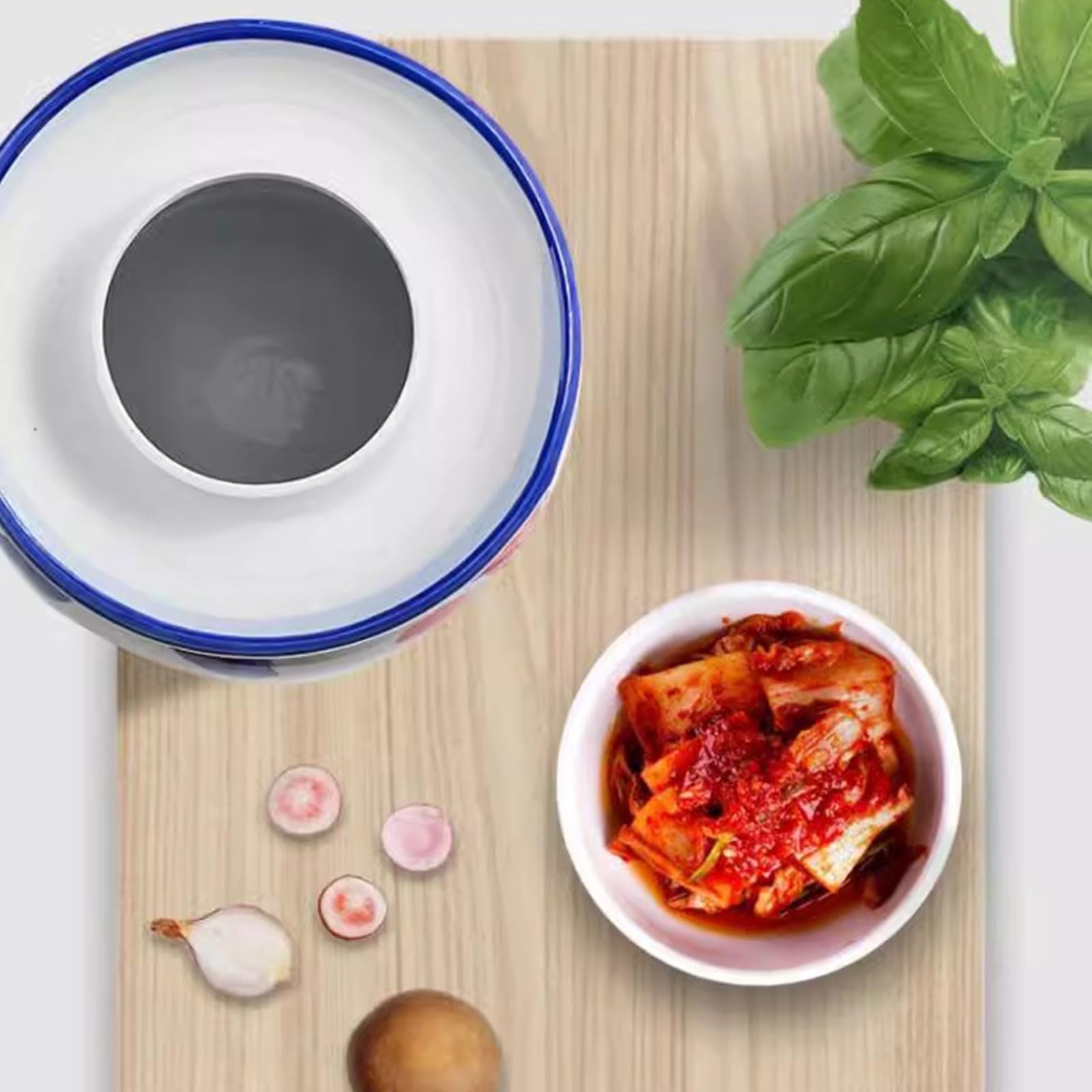 Jar marynowany Duży tradycyjny chiński słoik fermentacyjny z pokrywką z foki, Jingdezhen Ceramic Fermentation Crock for Pickling, Kimchi, Sauerkraut,7kg