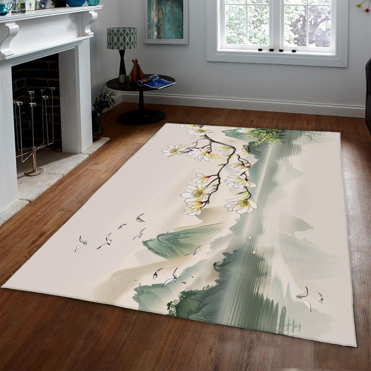 Teppich 120x160cm Chinesische Salbeigrüne Berge Vintage
