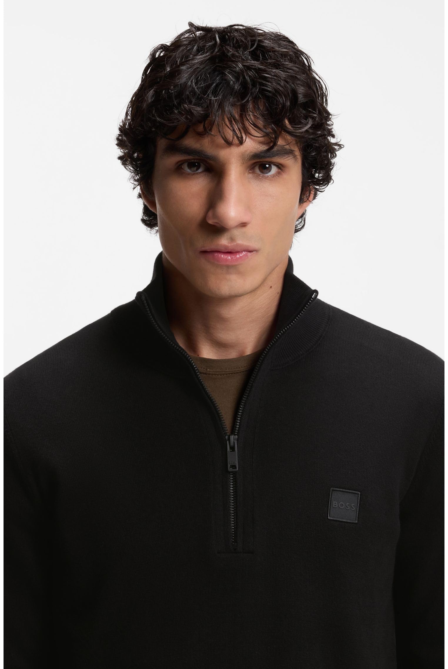 BOSS Herren Kanobix S Pullover aus Baumwolle und Kaschmir mit Troyerkragen