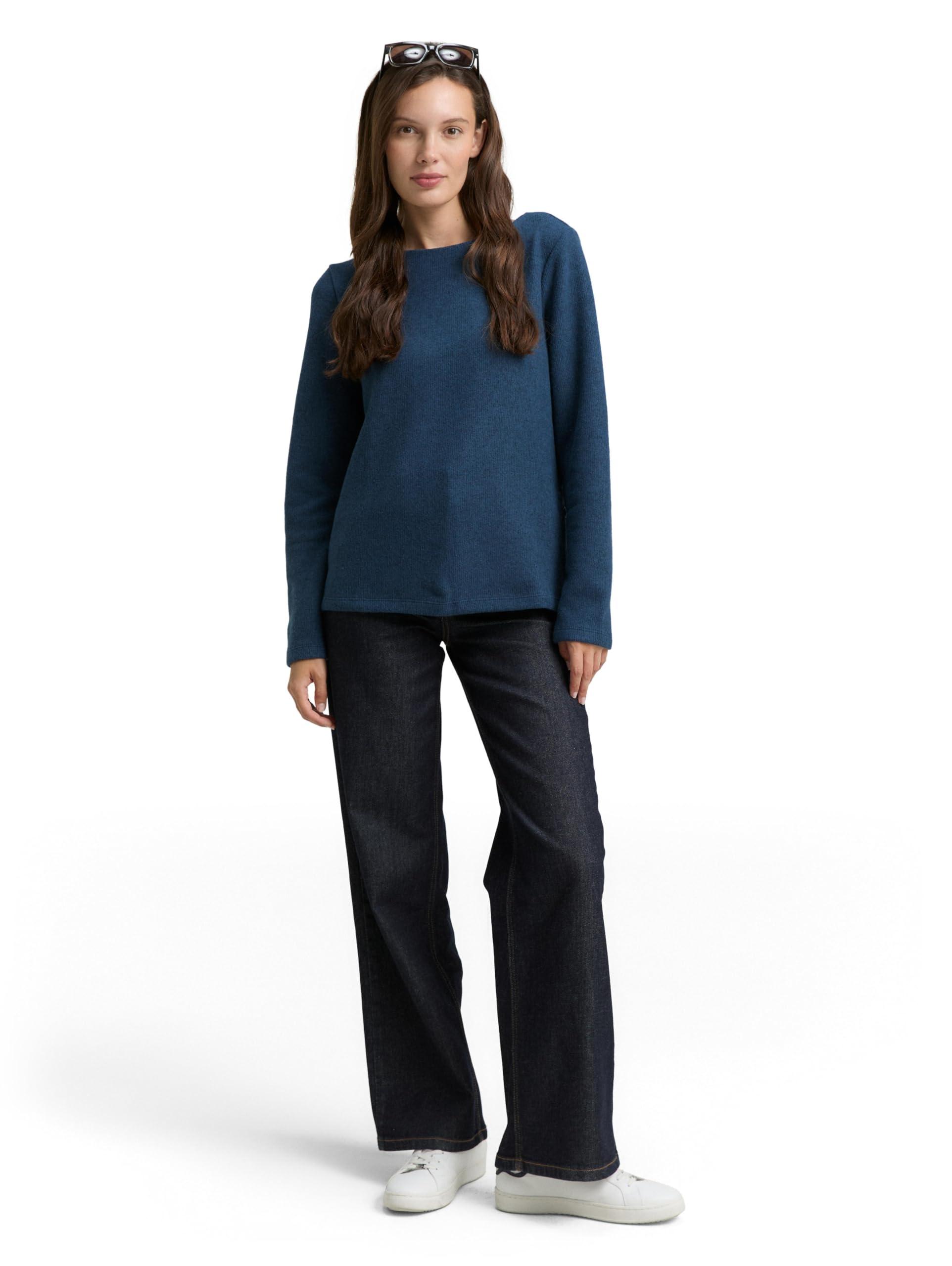 Tom Tailor Damen 1043168 Sweatshirt, 38879 - Dark Petrol Melange, XS EU – Ansicht 2