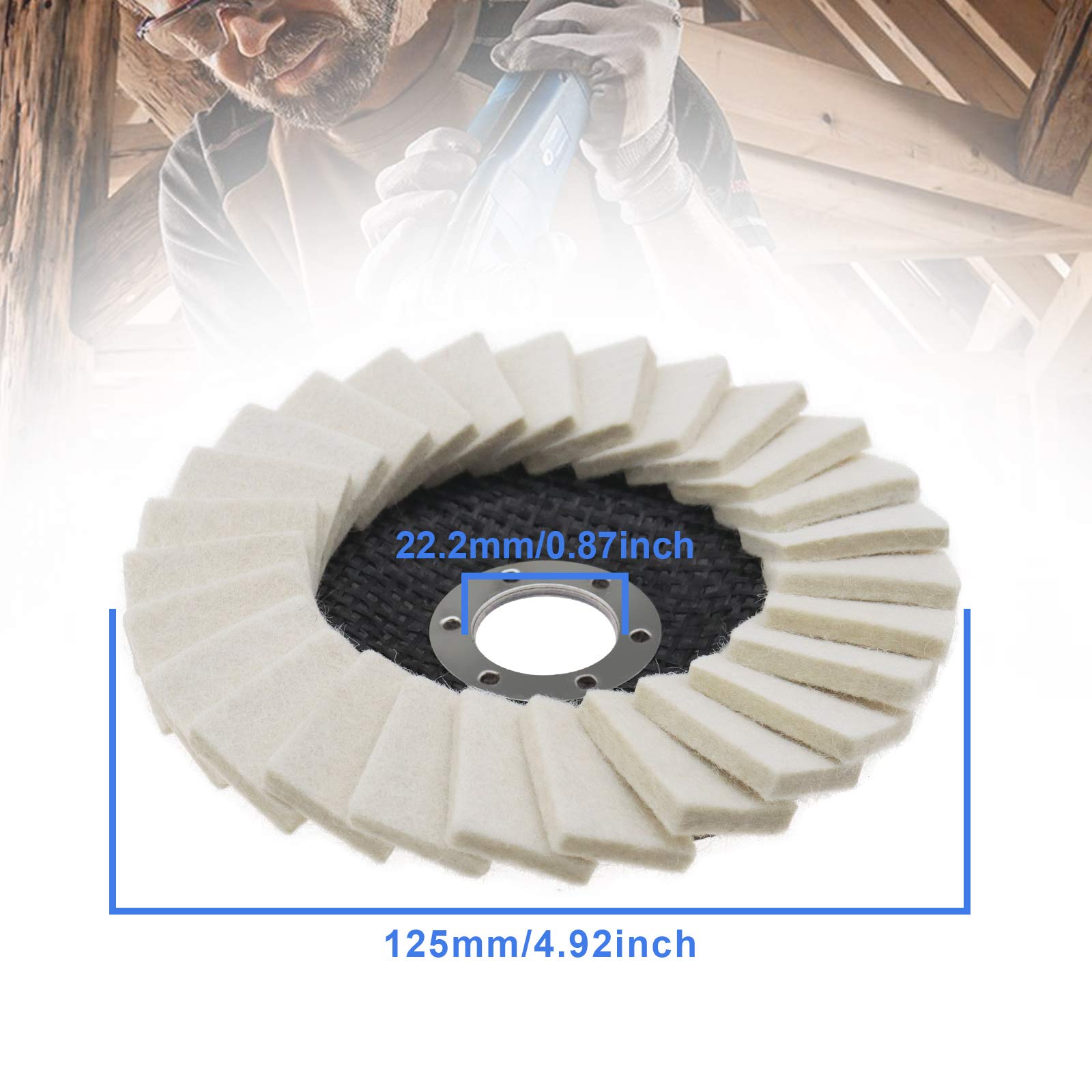 5 szt. filcowych tarcz polerskich z wełny 5 cali/125 mm ząbkowana podkładka z filcu klapkowego,Tarcze polerskie