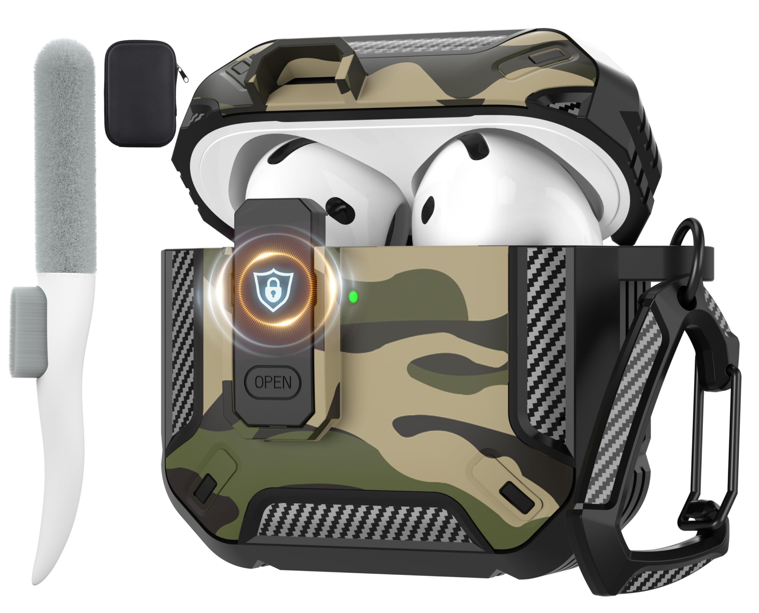 Maxjoy for AirPods 4 Case with Lock, AirPods 4th Generation Case Cover with Cleaner Kit Shockproof AirPod Gen 4 Protective Cases with Keychain