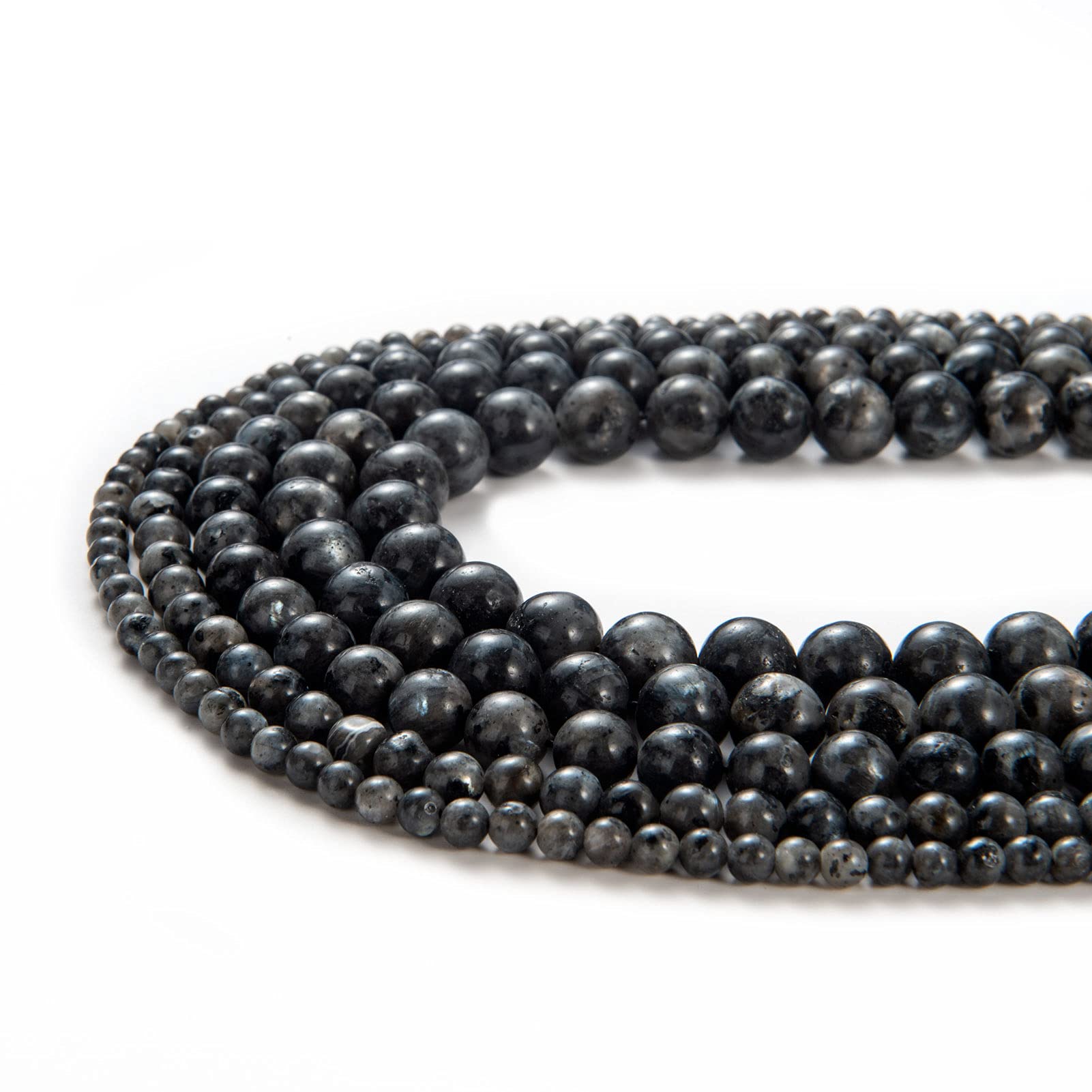 100Pcs Natural Stone Beads 8mm Black Labradorite Round Gemstone Loose Beads with Elastic Bracelet String for Bracelets Necklace Jewelry Making 1