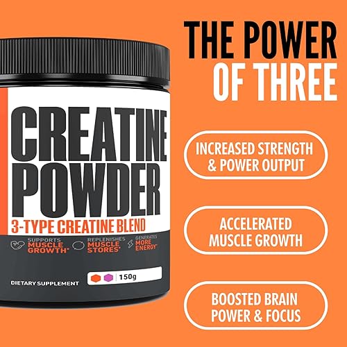 Miniatura 3 de Crazy Muscle Polvo de monohidrato de creatina, 5000 mg premium 3X ThreeAtine para ganancia de masa antes del entrenamiento, alta absorción, fácil de