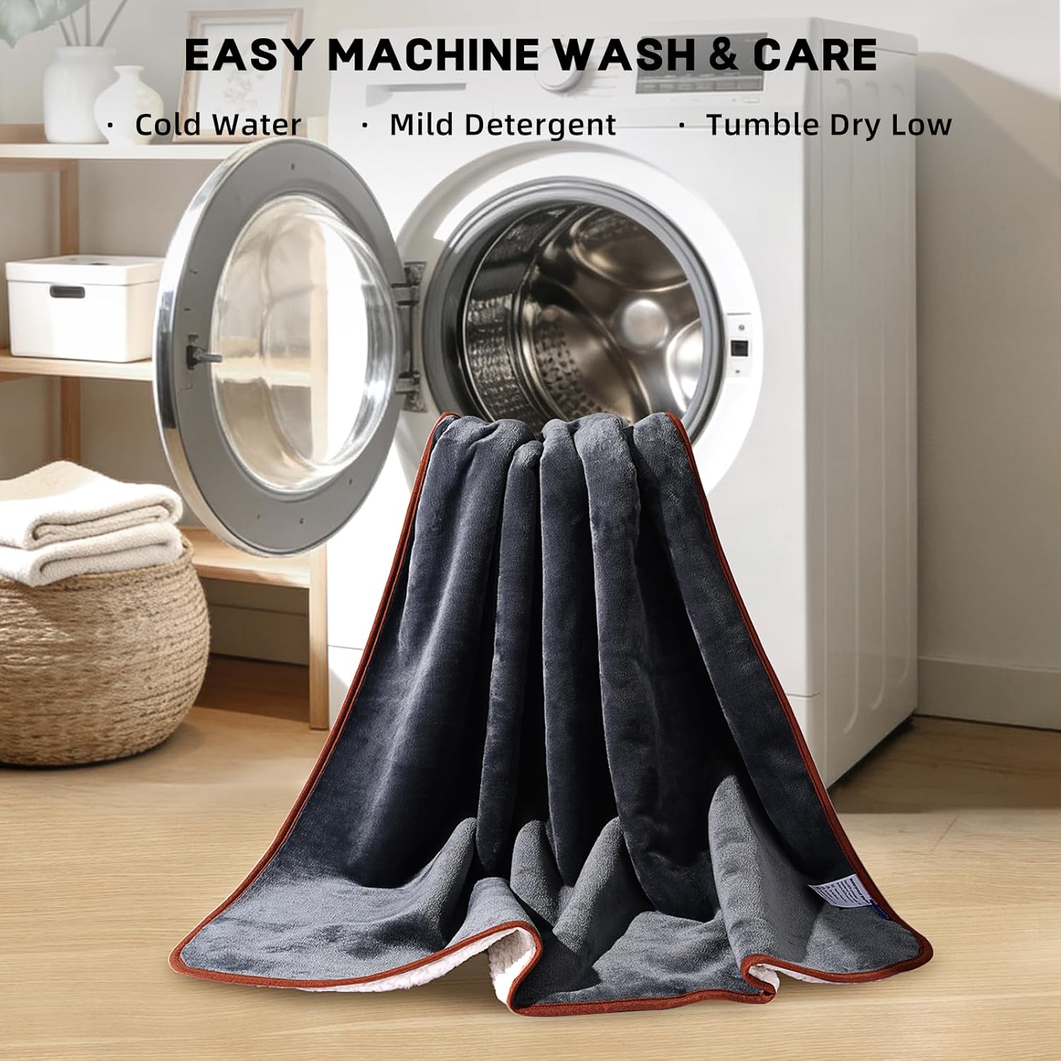Sunsleek Bed Blanket Waterproof Sherpa Fleece Blanket for Sofa Couch Travel, Cozy Throw Blanket for Small Dog and Cat, Furniture Protector (Grey, 40x60 inches)
