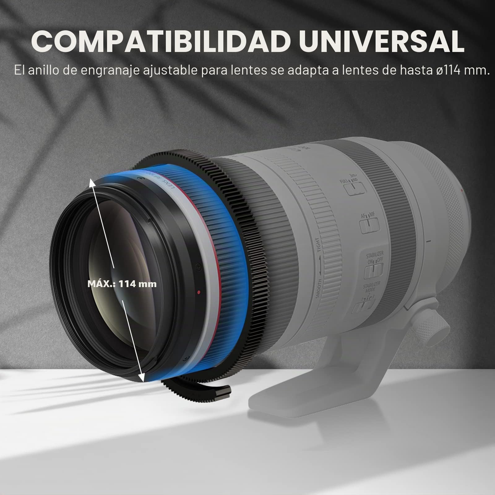 NEEWER Mini Enfoque de Seguimiento con Paradas A/B, Anillo de Engranaje de Lente, Varilla de 15 mm y Abrazadera de Varilla para cámara de Cine, cámara réflex Digital/sin Espejo, Compatible con
