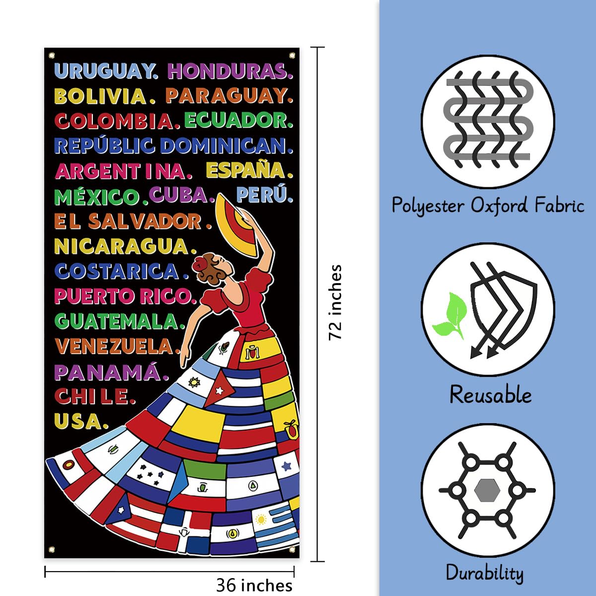Hispanic Heritage Month Decorations - 3 Piece Banner Set For Classroom & Home