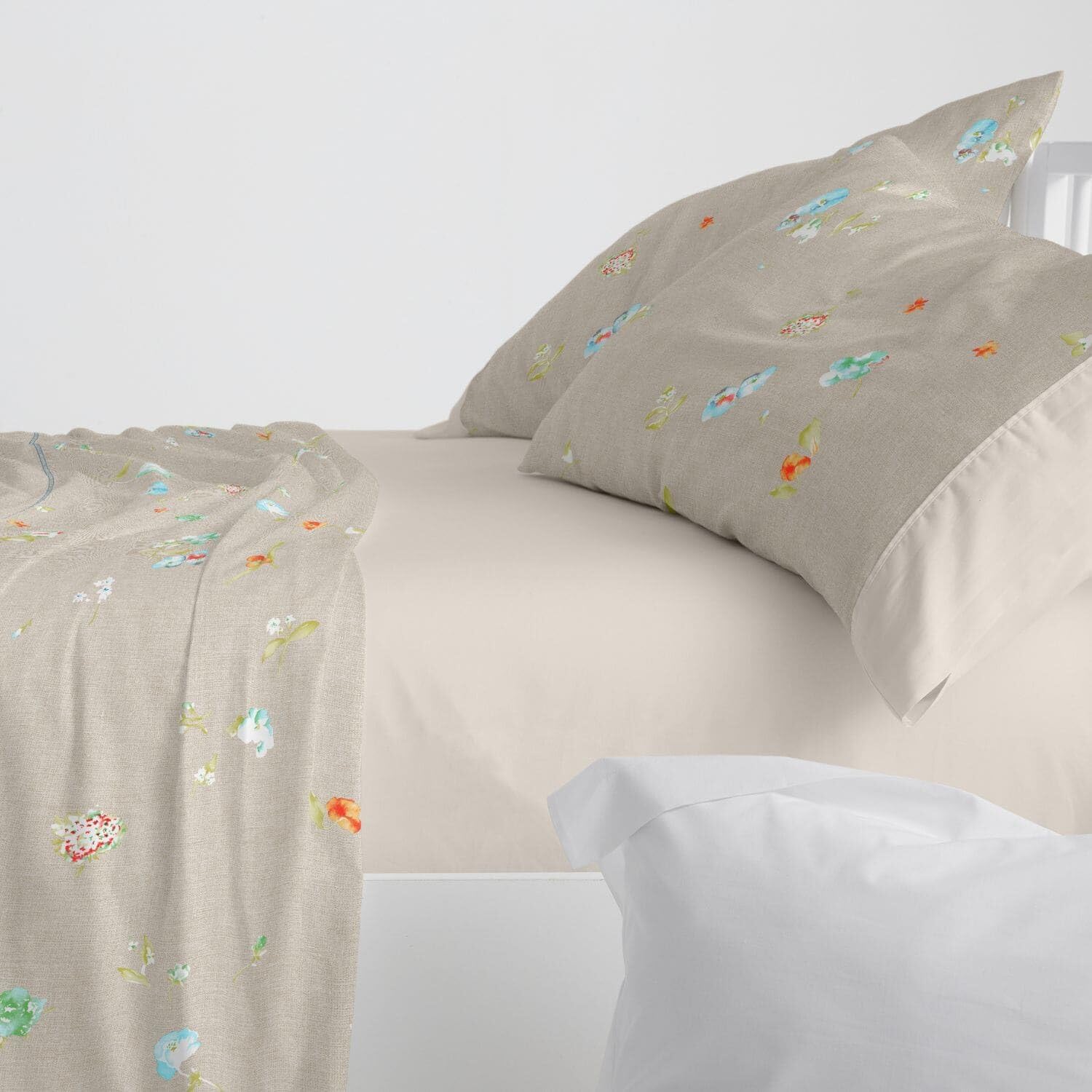 Burrito Blanco Sheet Set, Cotton, Linen, Ancho de 135