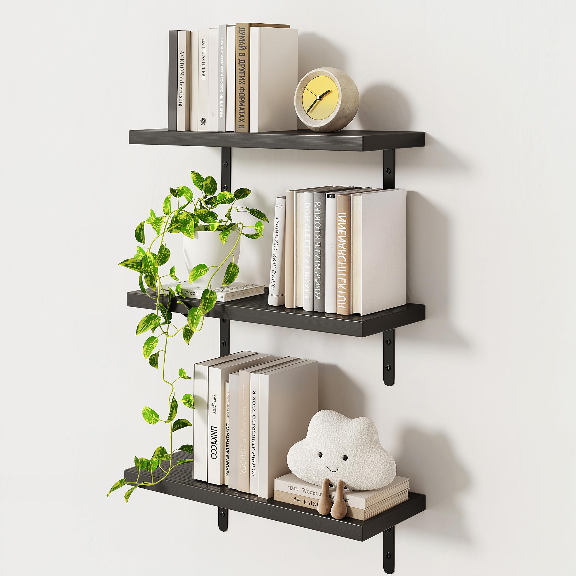 Floating Shelves Set of 3, Wooden Wall Mount Rustic Shelf for Home Display