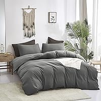 Vista 208 de Luxlovery - Juego de edredón azul neblina, tamaño matrimonial, minimalista, azul polvoriento, edredones de algodón suaves y transpirables, azul