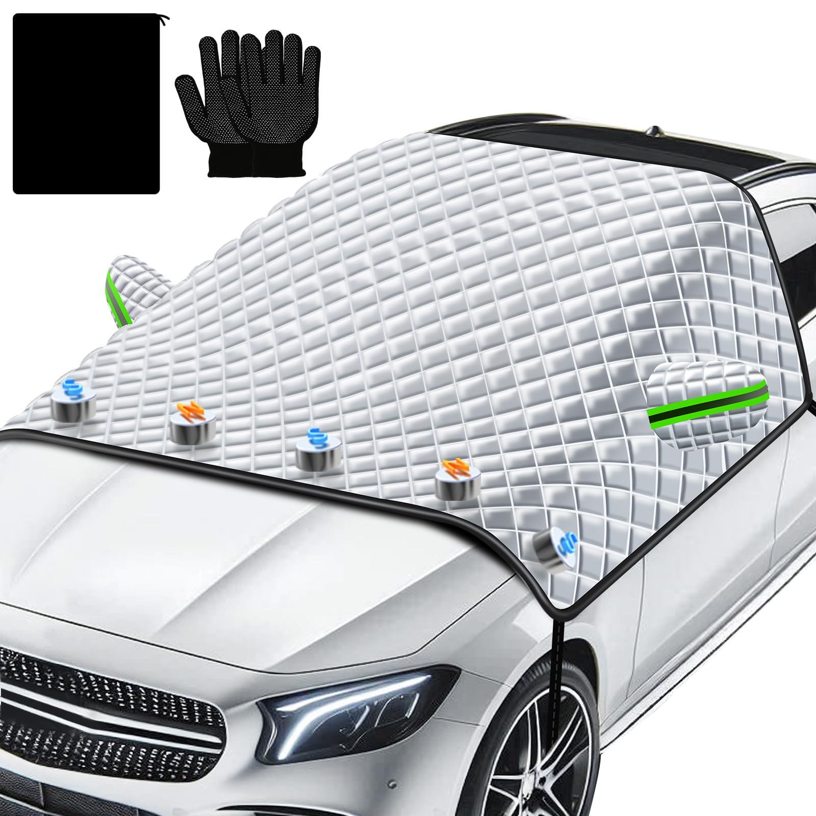 COFSODI - Parabrisas y ventana de invierno para coche, cubierta para hielo y nieve, esencial, impermeable, antivaho, antihielo, accesorio para quitar nieve y hielo en exteriores de coche
