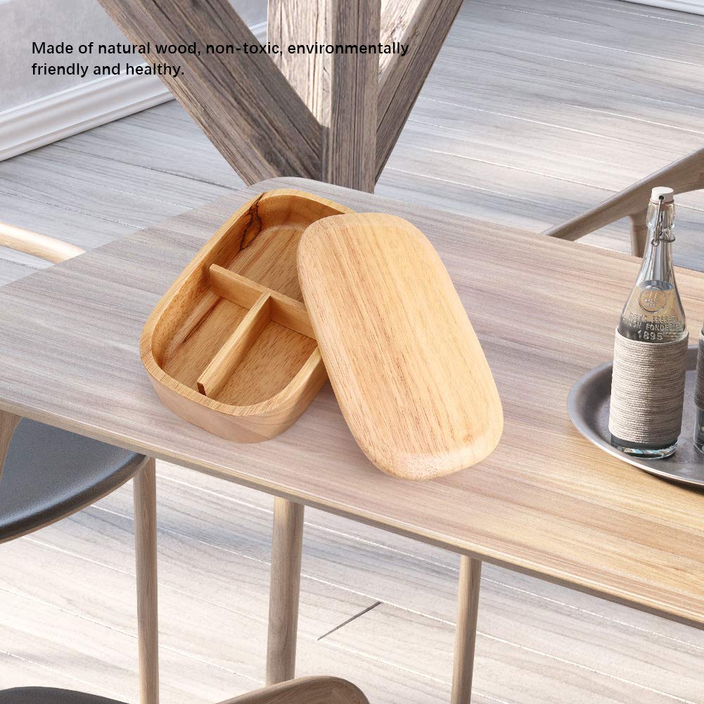 Fuerdich Bento Box Adult for Working Picnic Outdoor, Japanese Bento Box with Divider Wood Bento Lunch Box Bento Box for Picnicking Office Hiking Camping