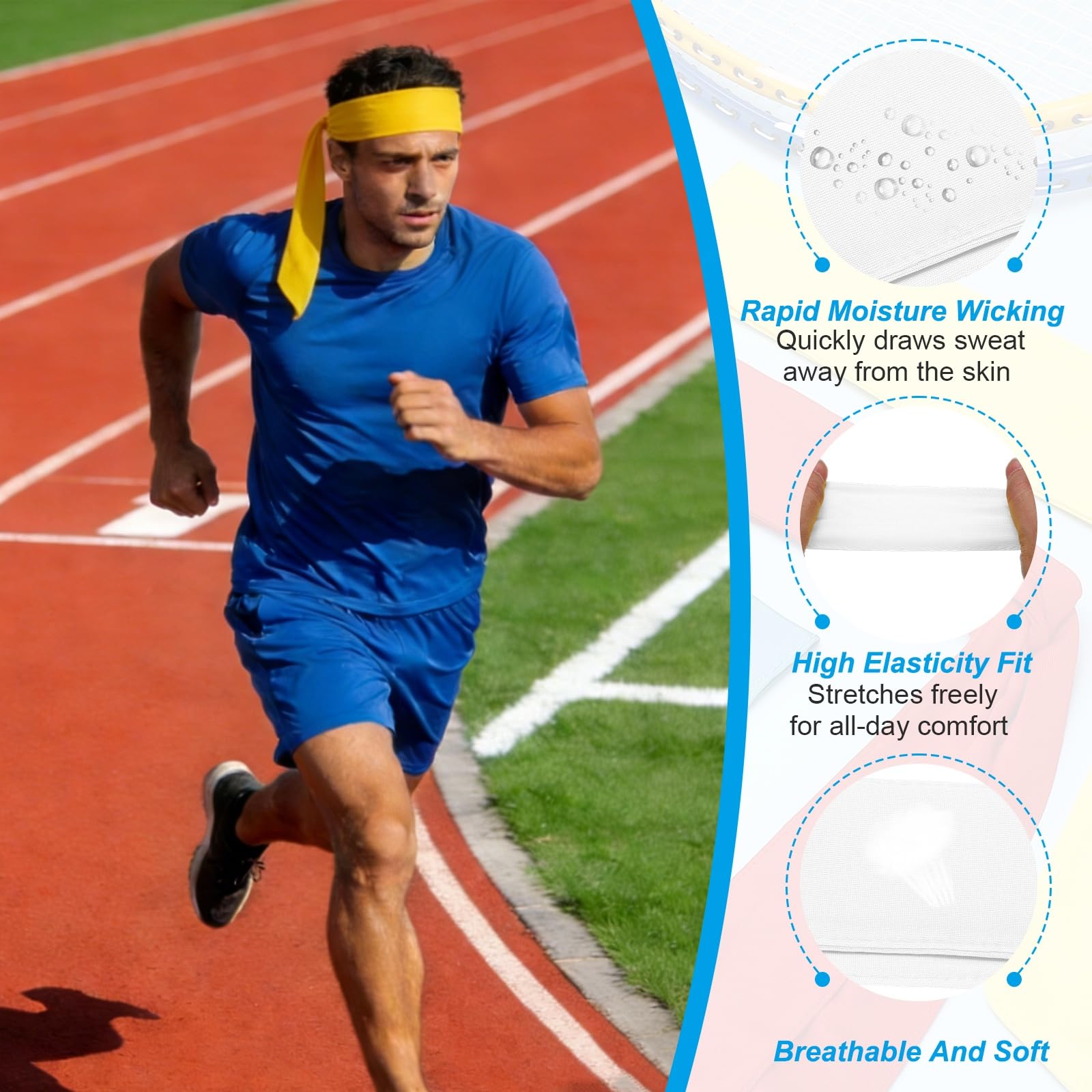 Fascia tergisudore per capelli da corsa, atletica, regolabile, antiscivolo, traspirante, adatta per (Tennis)
