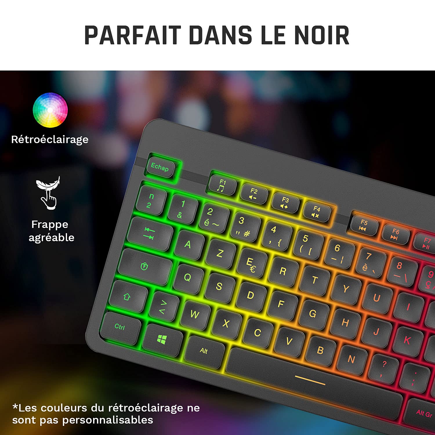 KLIM Tandem - Kit Teclado y Ratón Inalámbrico FRENCH LAYOUT + Teclado y ratón gaming Ligero, Duradero, Ergonómico + Batería de larga duración + Retroiluminado para PC Mac PS4 Xbox One + Nuevo 2023