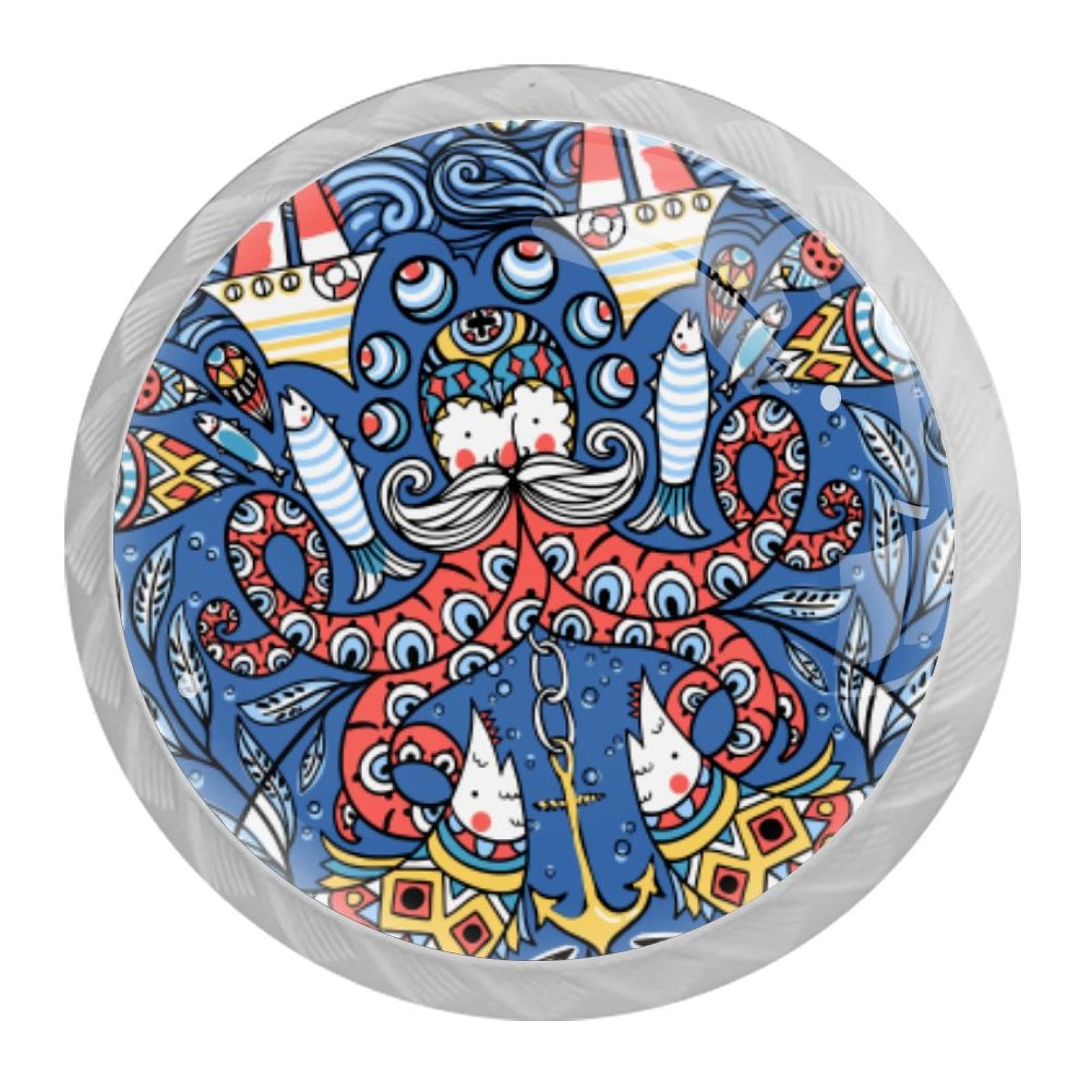 Tqmspg Multi04 4 Pieces Drawer Pulls Fish Underwater Door Knobs Dresser Handles For Kitchen Wardrobe Cupboard Hardware Furniture