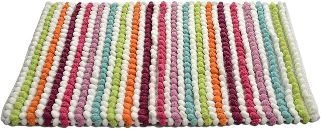 Allure Bath Fashions California Luxury Striped Bobble Bath Mat, Hand-woven Supersoft Microfibre Machine Washable 50cm x 80cm 2000gsm - Fully Guaranteed