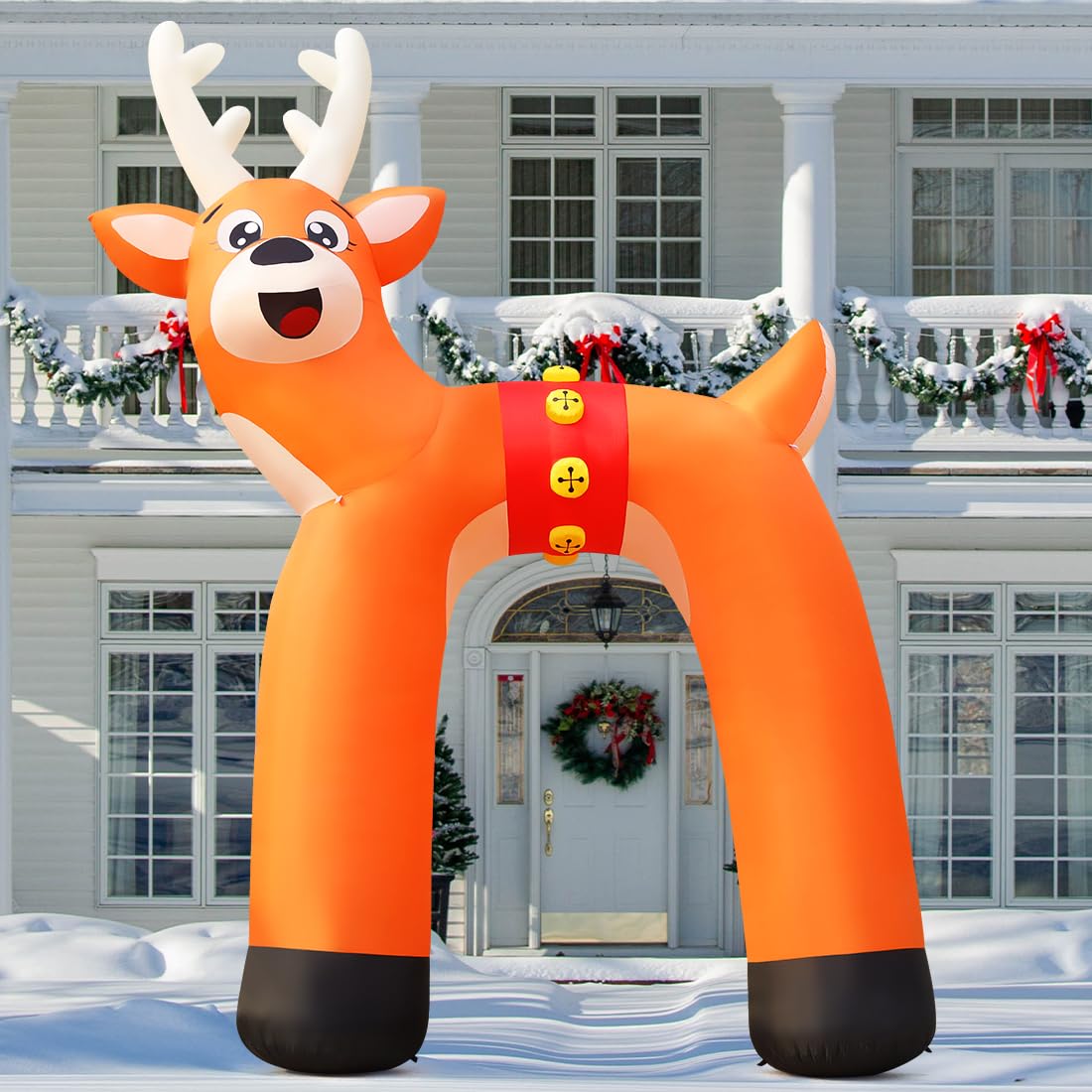 COMIN Bonhomme de Neige Gonflable de Noël avec Une boîte, décoration de Cour Gonflable avec lumières LED intégrées pour Vacances/fête/Noël/Cour/Jardin