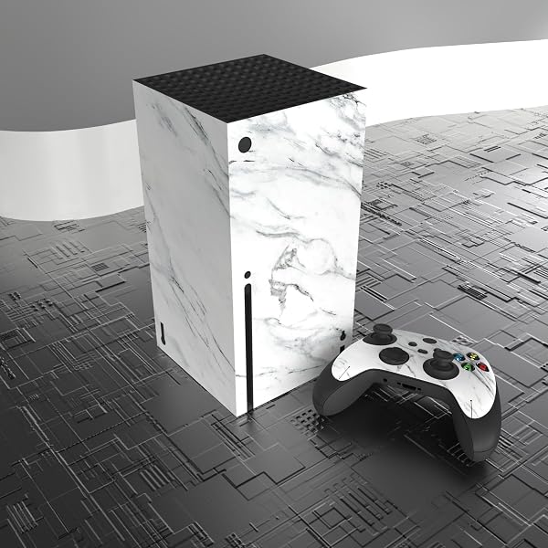 PlayVital Adesivo Skin per Xbox Series X Console&Controller Sticker Decal Cover Vinile per Xbox Series X-Marmo Bianco Moderno - 4