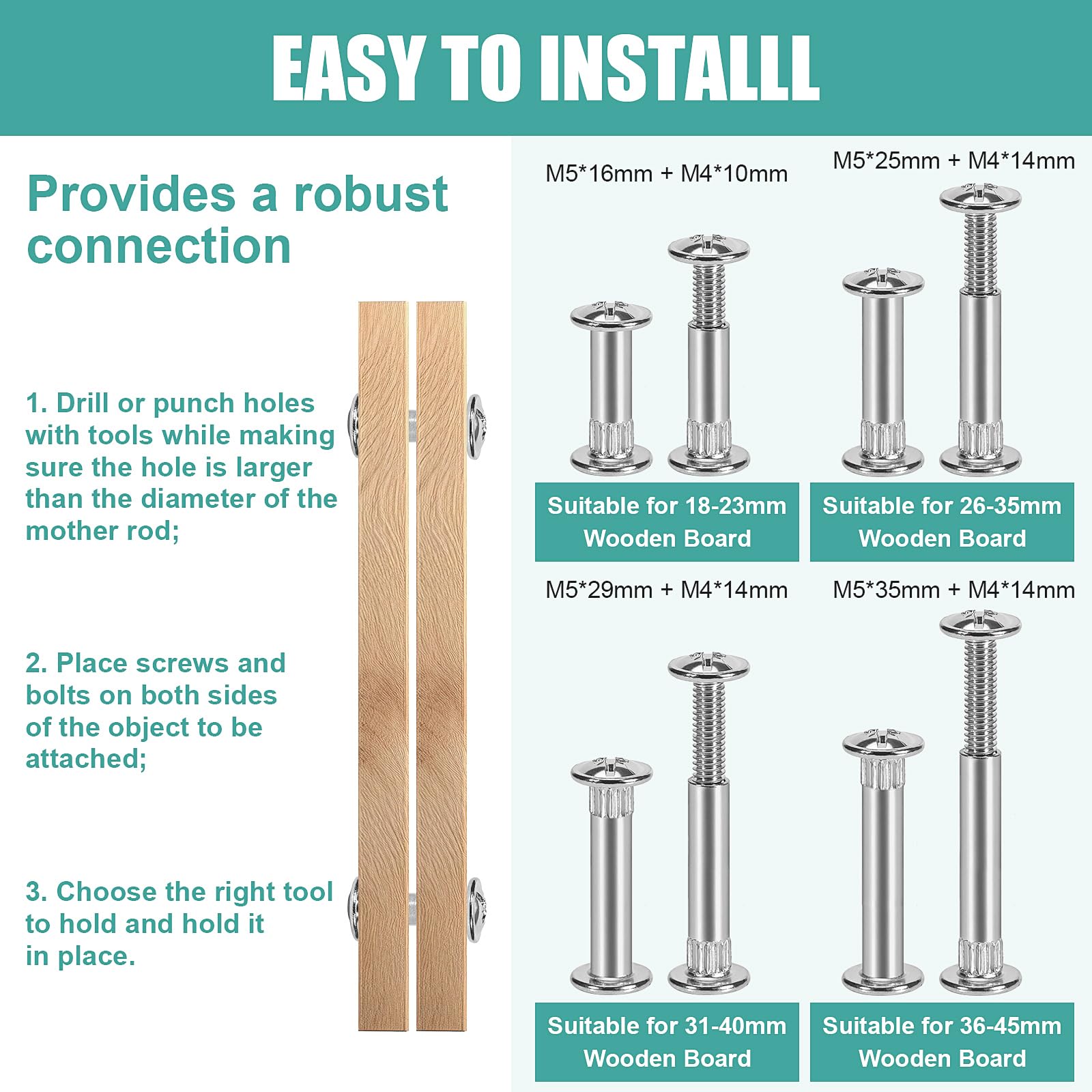 Viti Per Assemblaggio Mobili DOJA - 25 Connettori M4-5mm Per Armadi, Scaffali E Pensili
